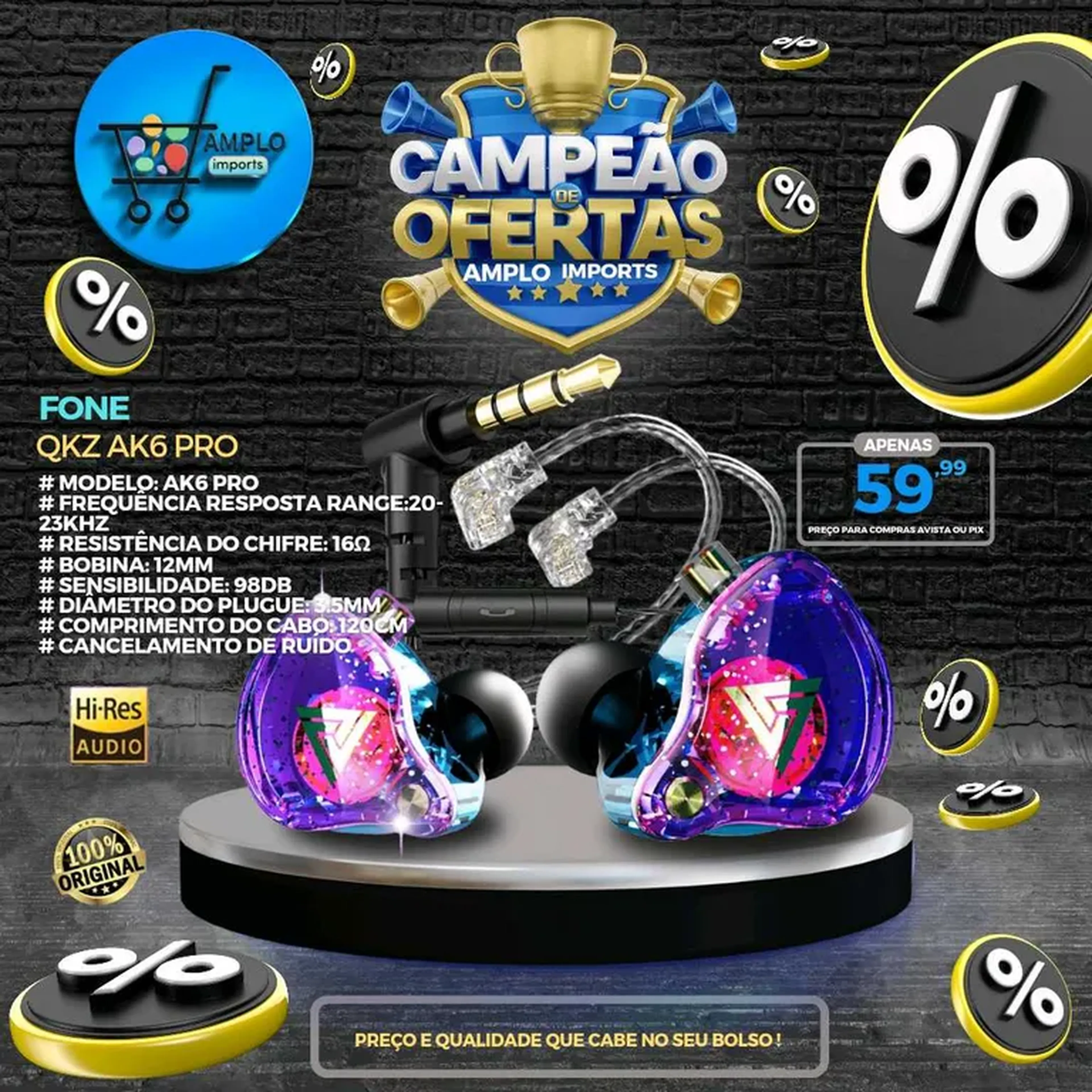 Fone QKZ AK6 Pro imagem