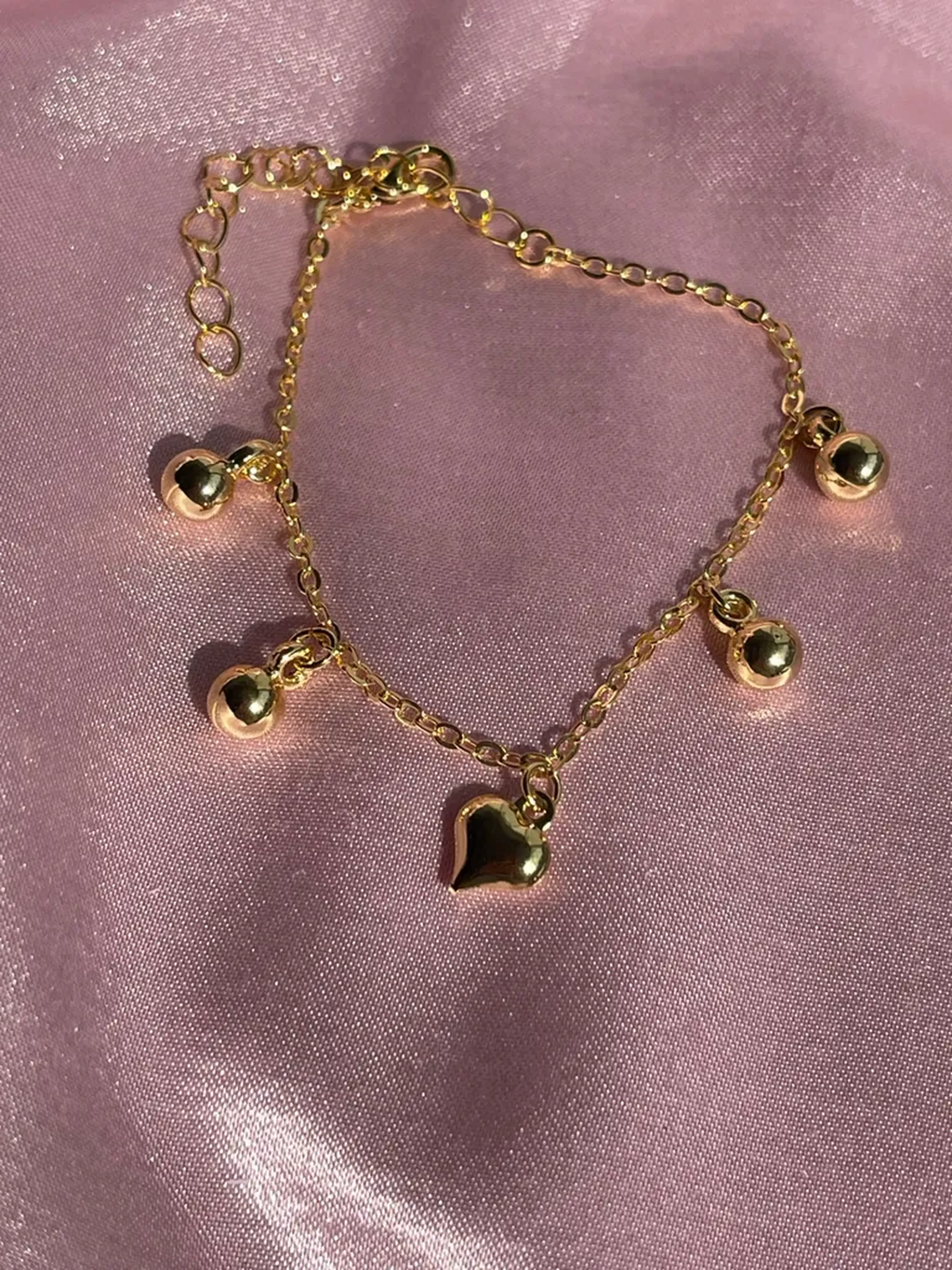 Pulseira bolinhas e coração liso imagem