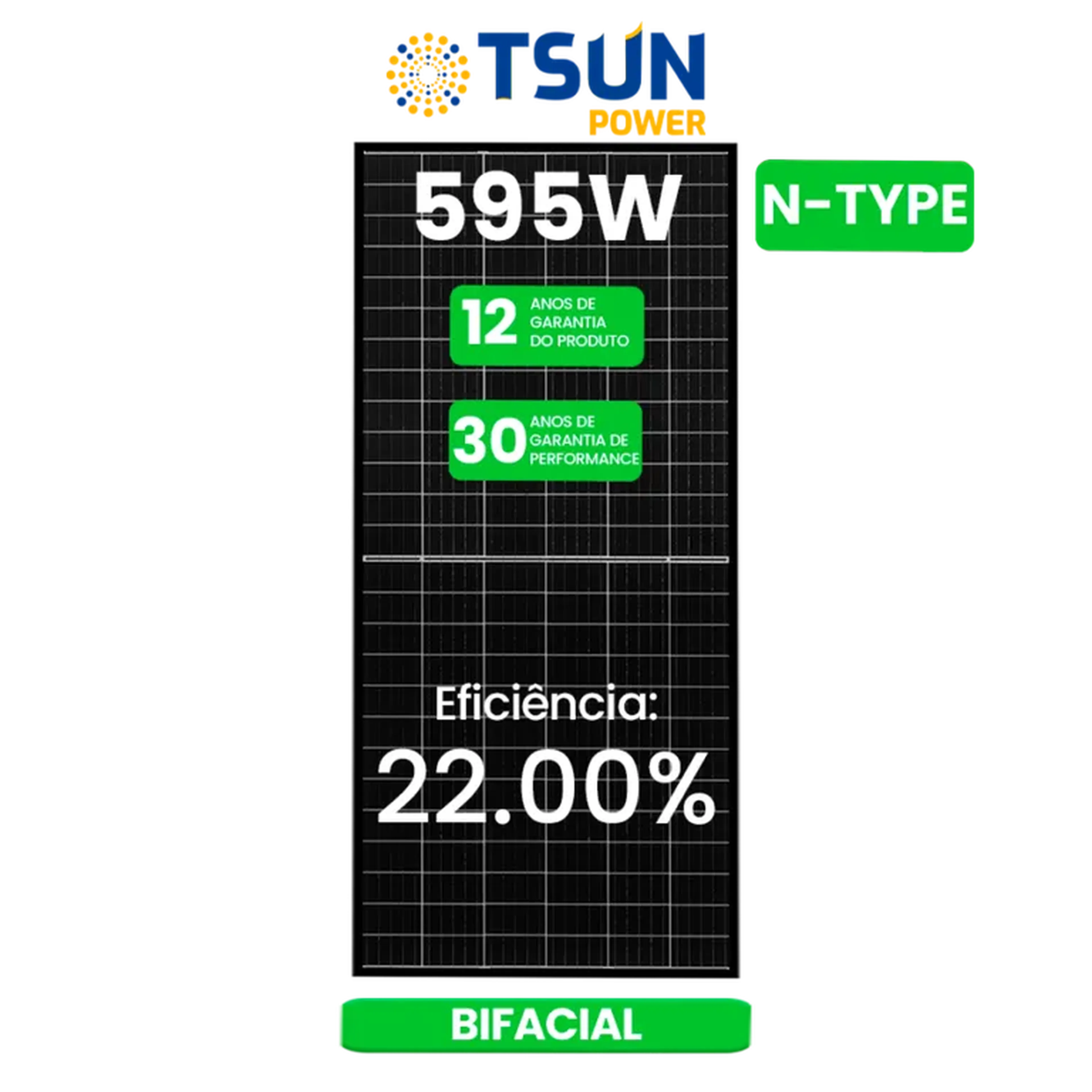 MODULO 595W N-TYPE TSUN BIFACIAL 30MM imagem
