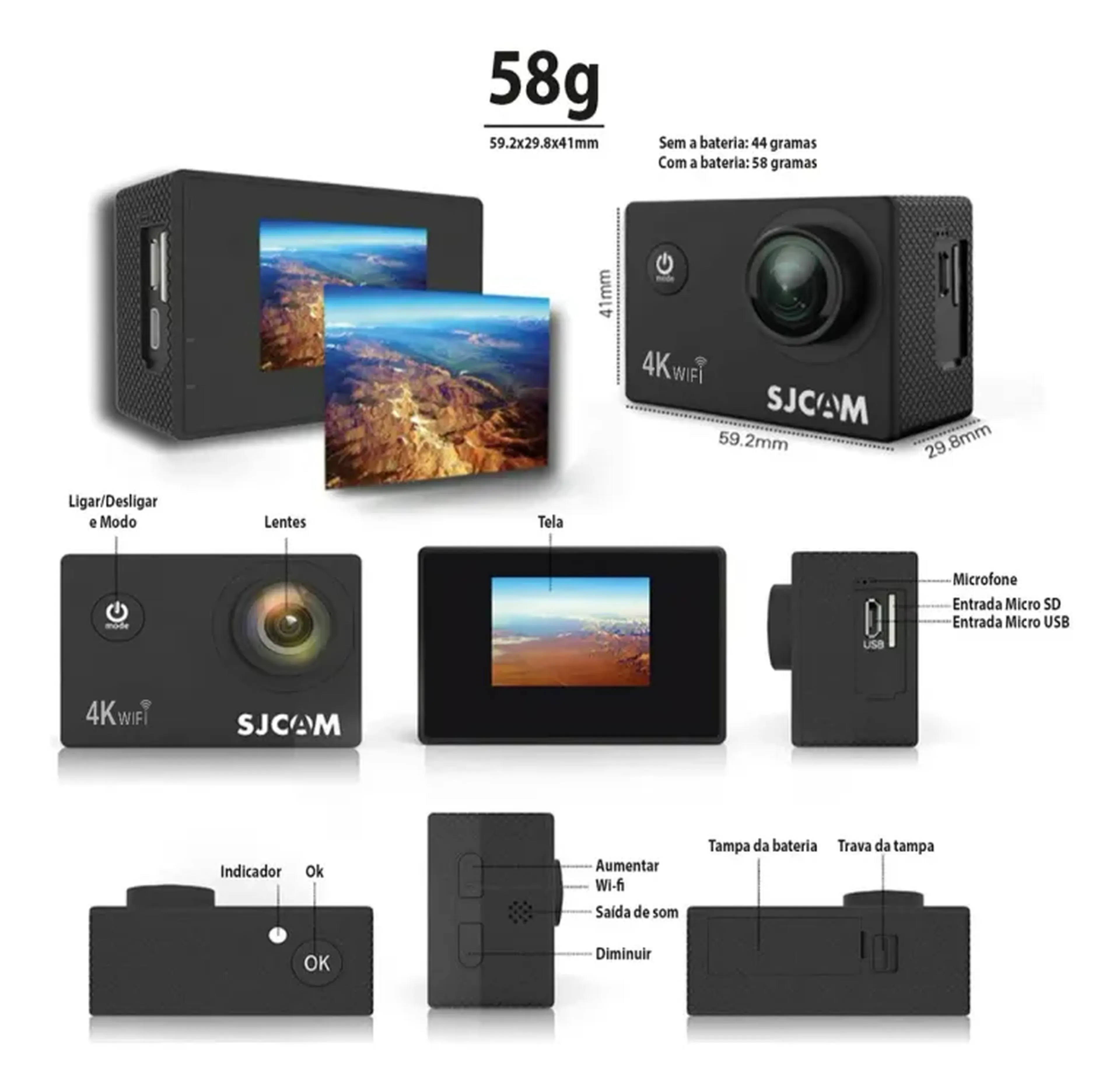 Câmera de Ação SJCAM SJ4000 Air 4K imagem