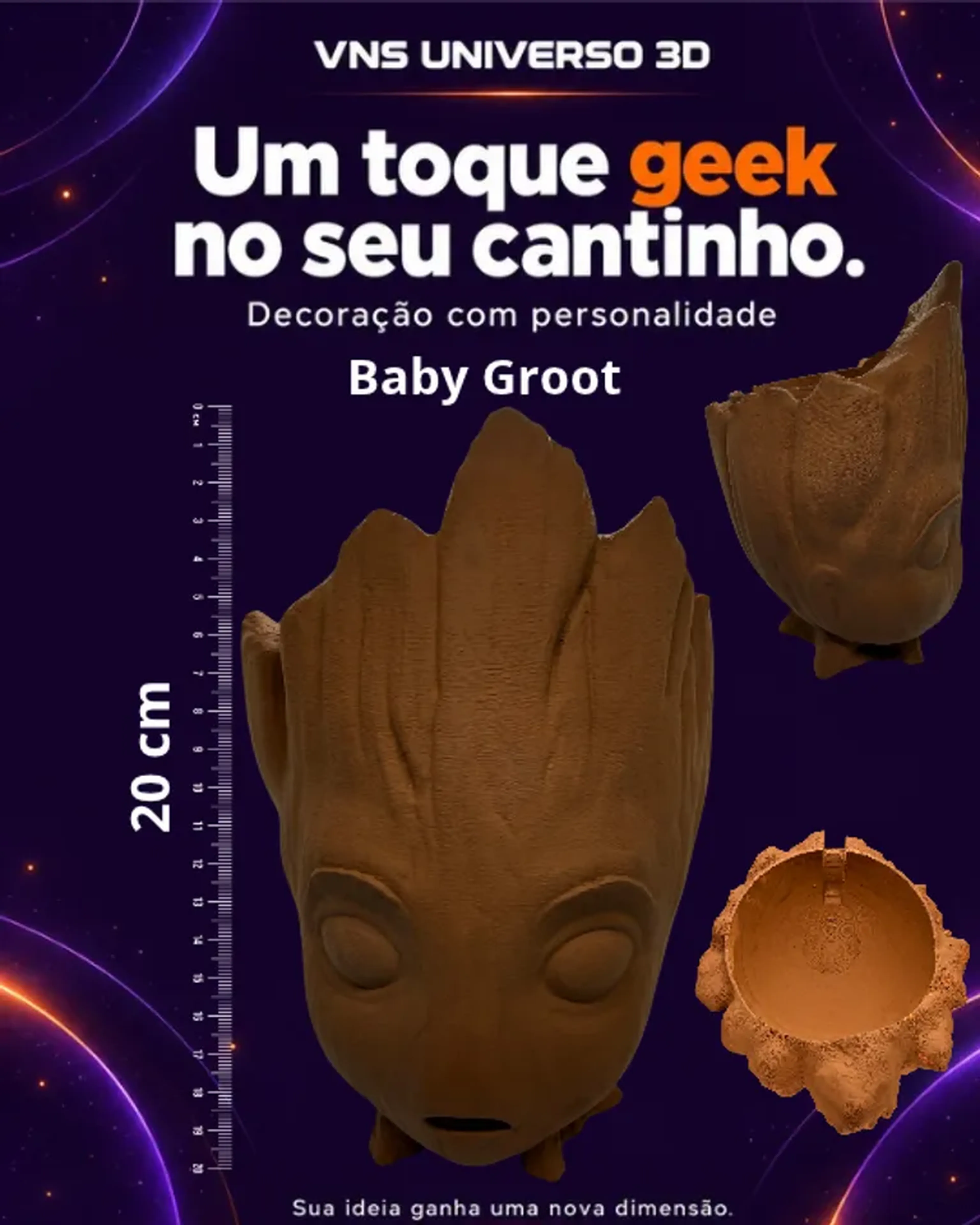 Baby Groot 20cm Porta Objetos Decorativo Geek imagem