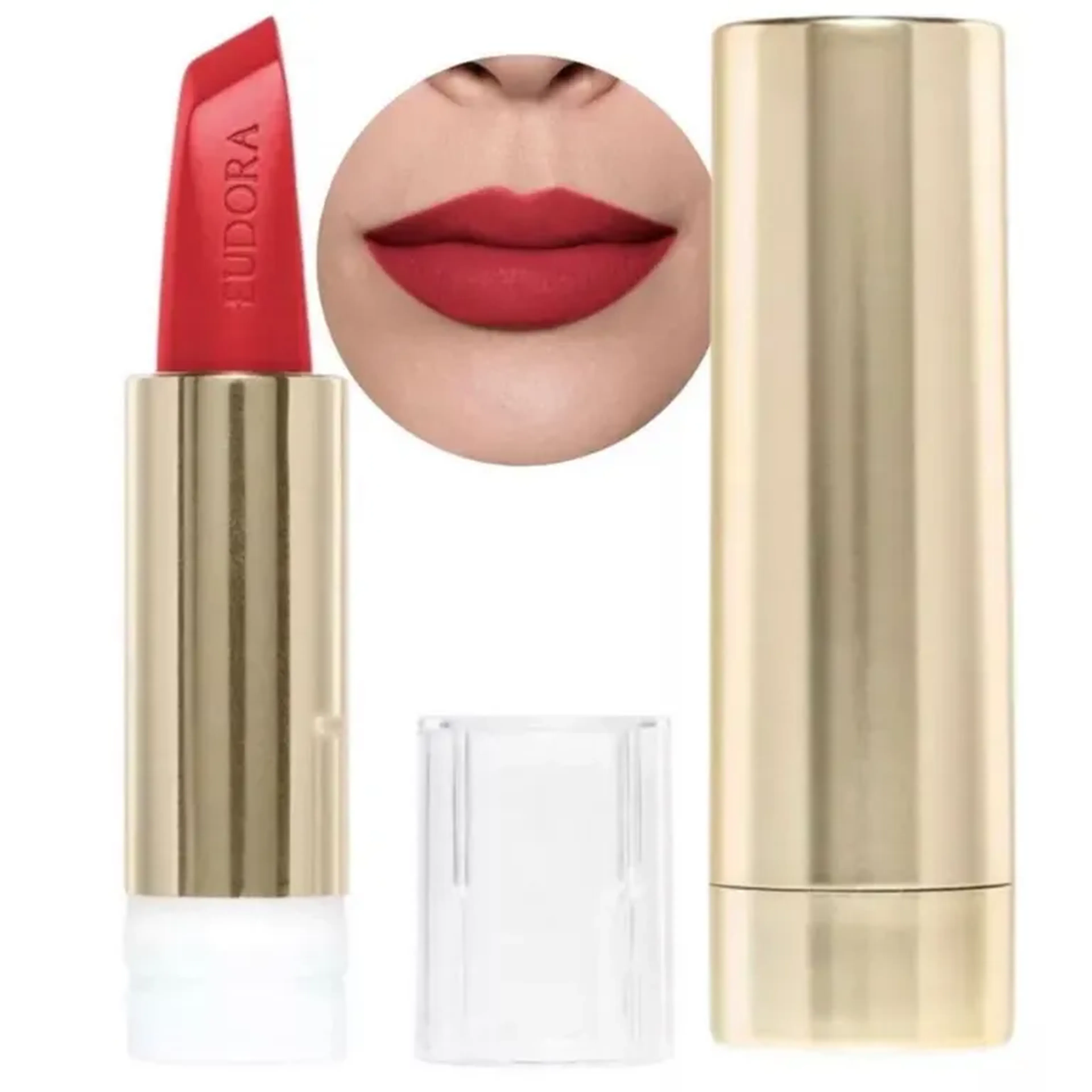 Batom Vermelho Coragem 3,4g + Case Dourado imagem