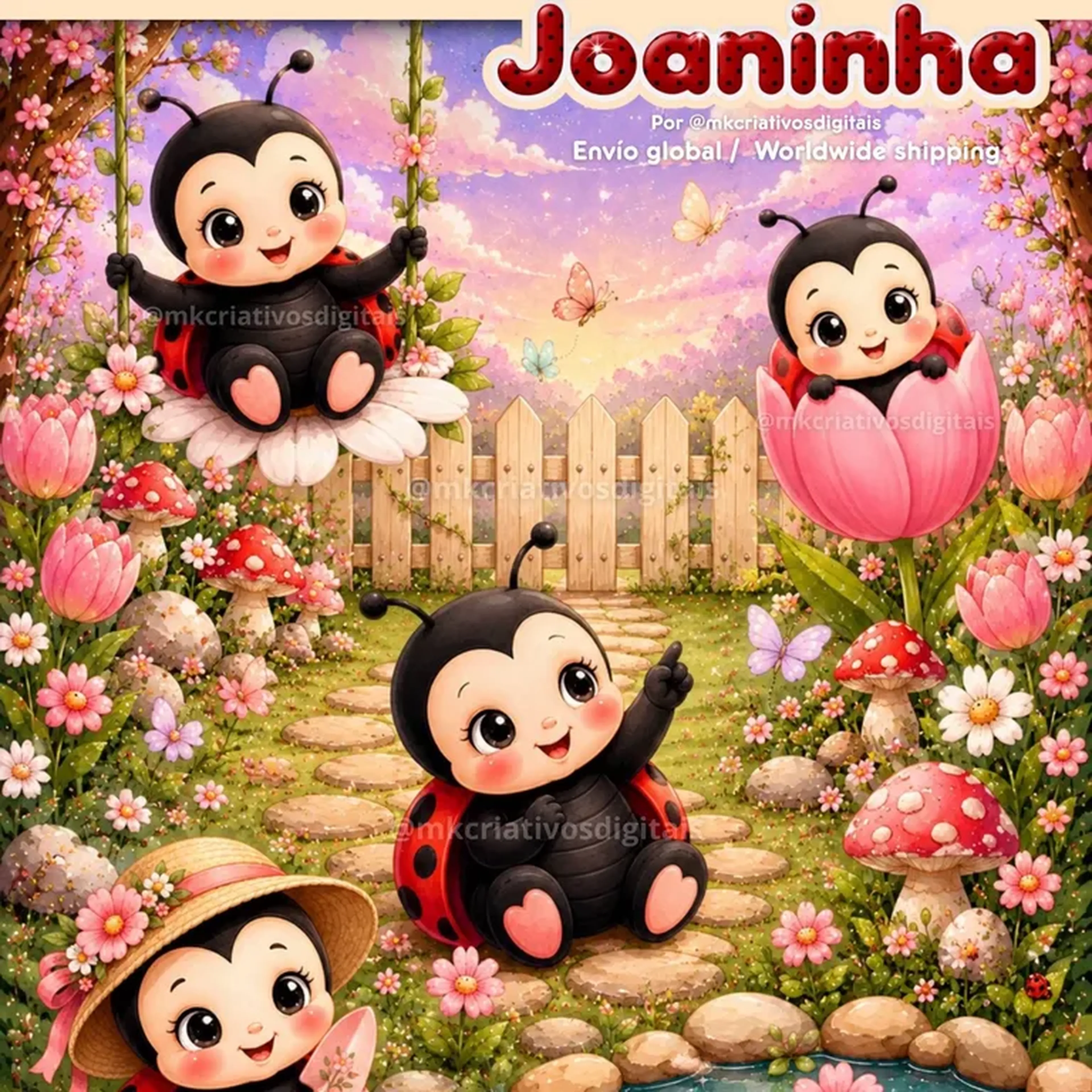Joaninha - Kit digital IA PNG imagem