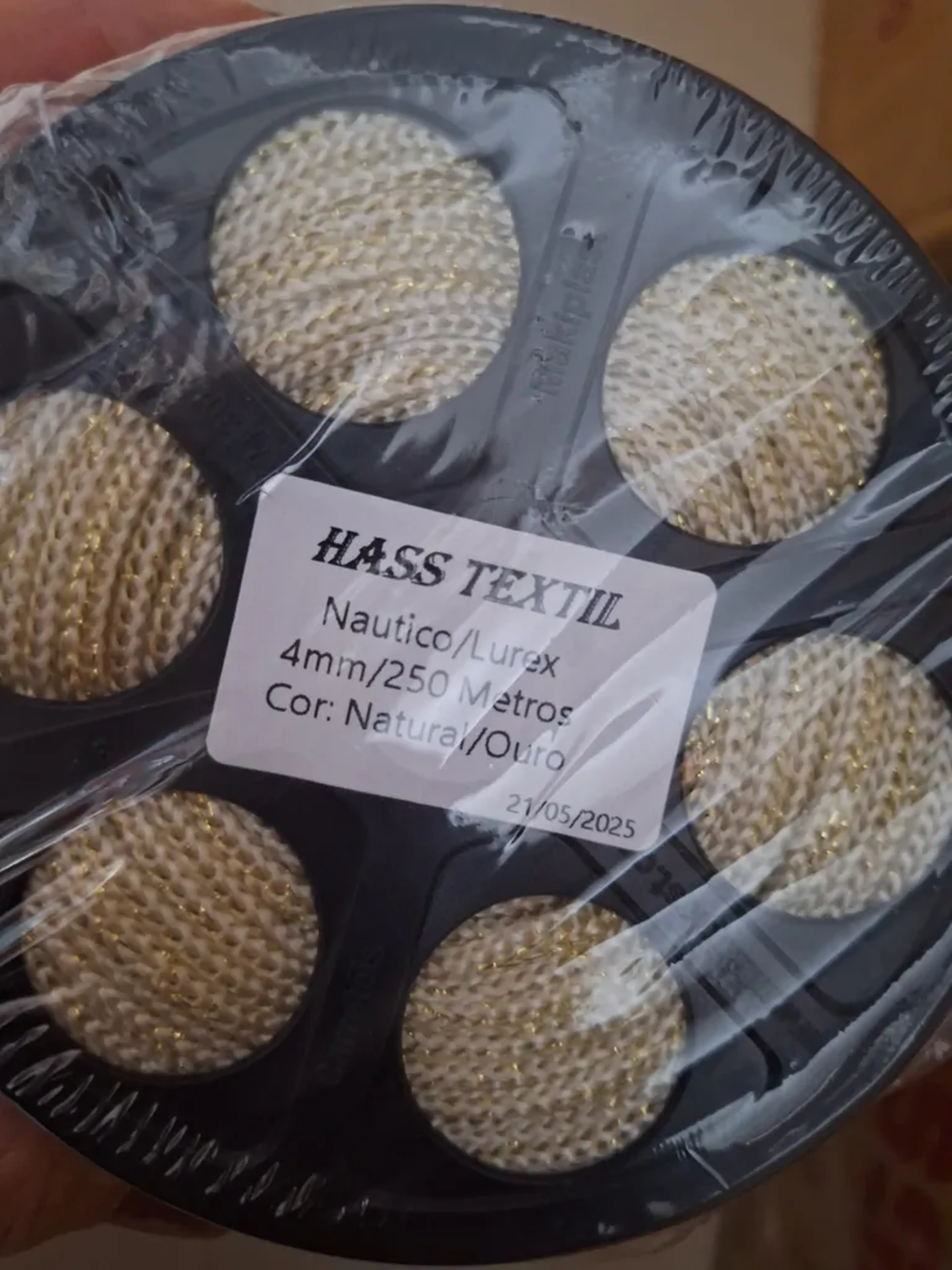Náutico 4mm Natural com lurex Ouro imagem