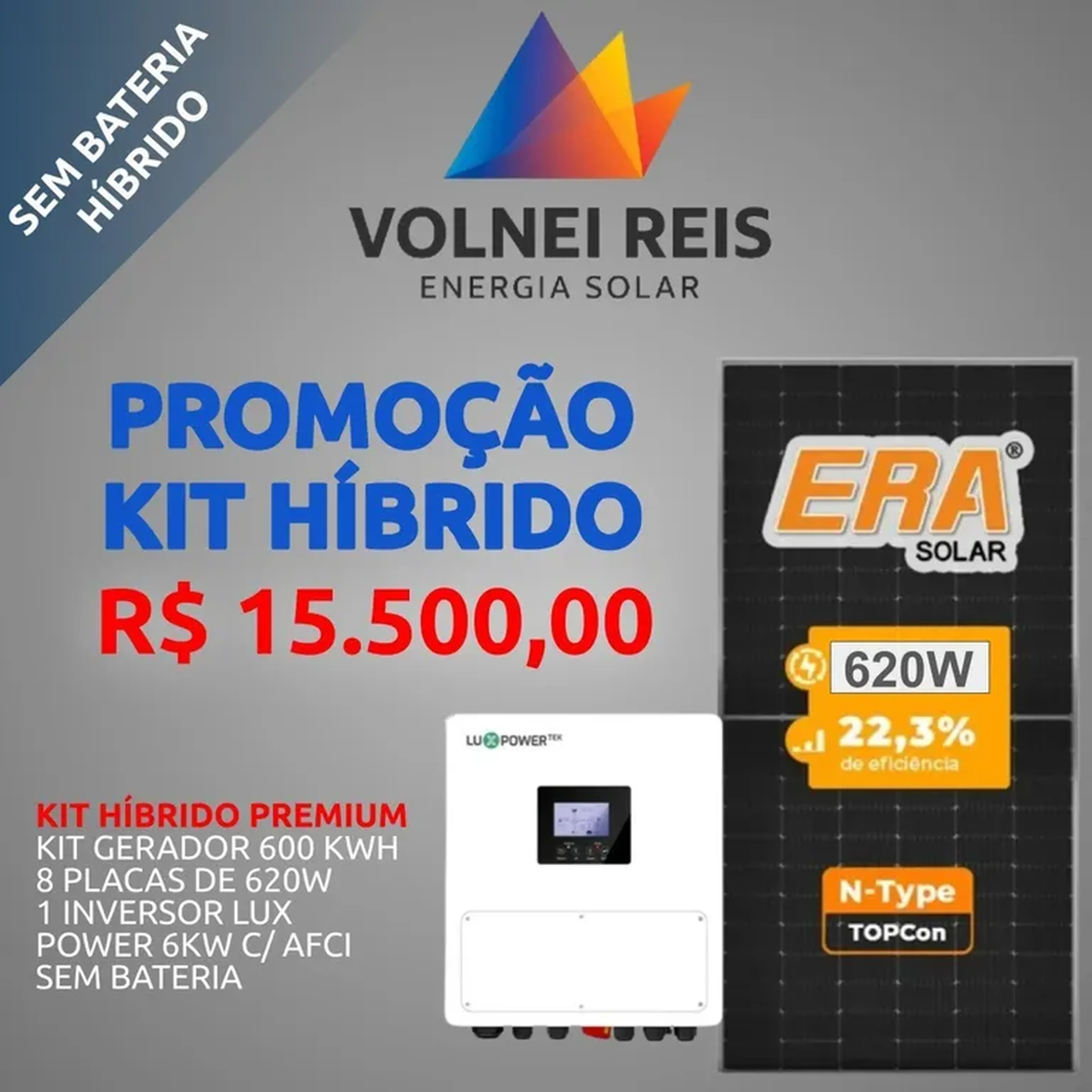 Kit híbrido solar sem bateria 🔋 imagem