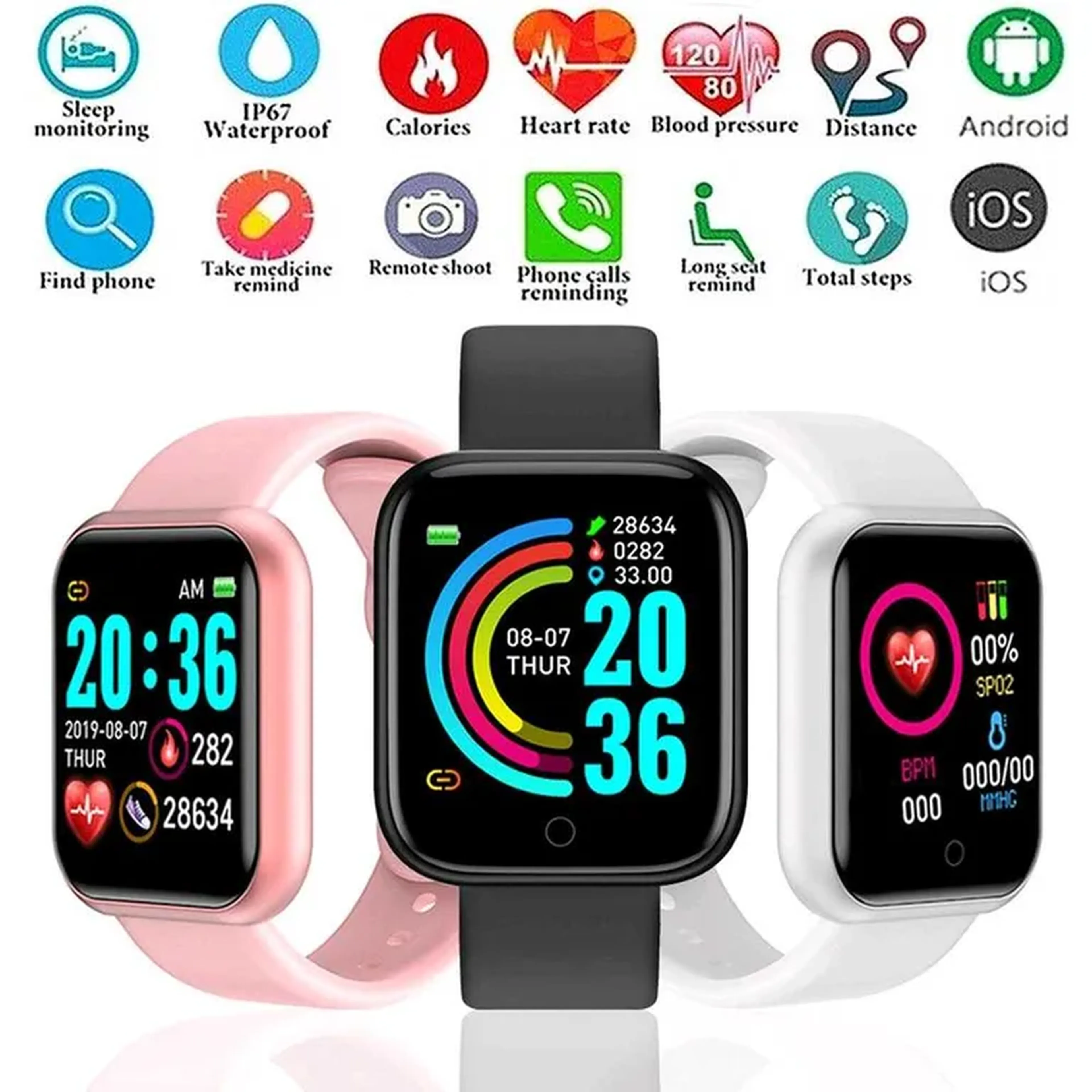 RELÓGIO SMARTWATCH ANDROID IOS INTELIGENTE D20 BLUETOOTH NFE imagem