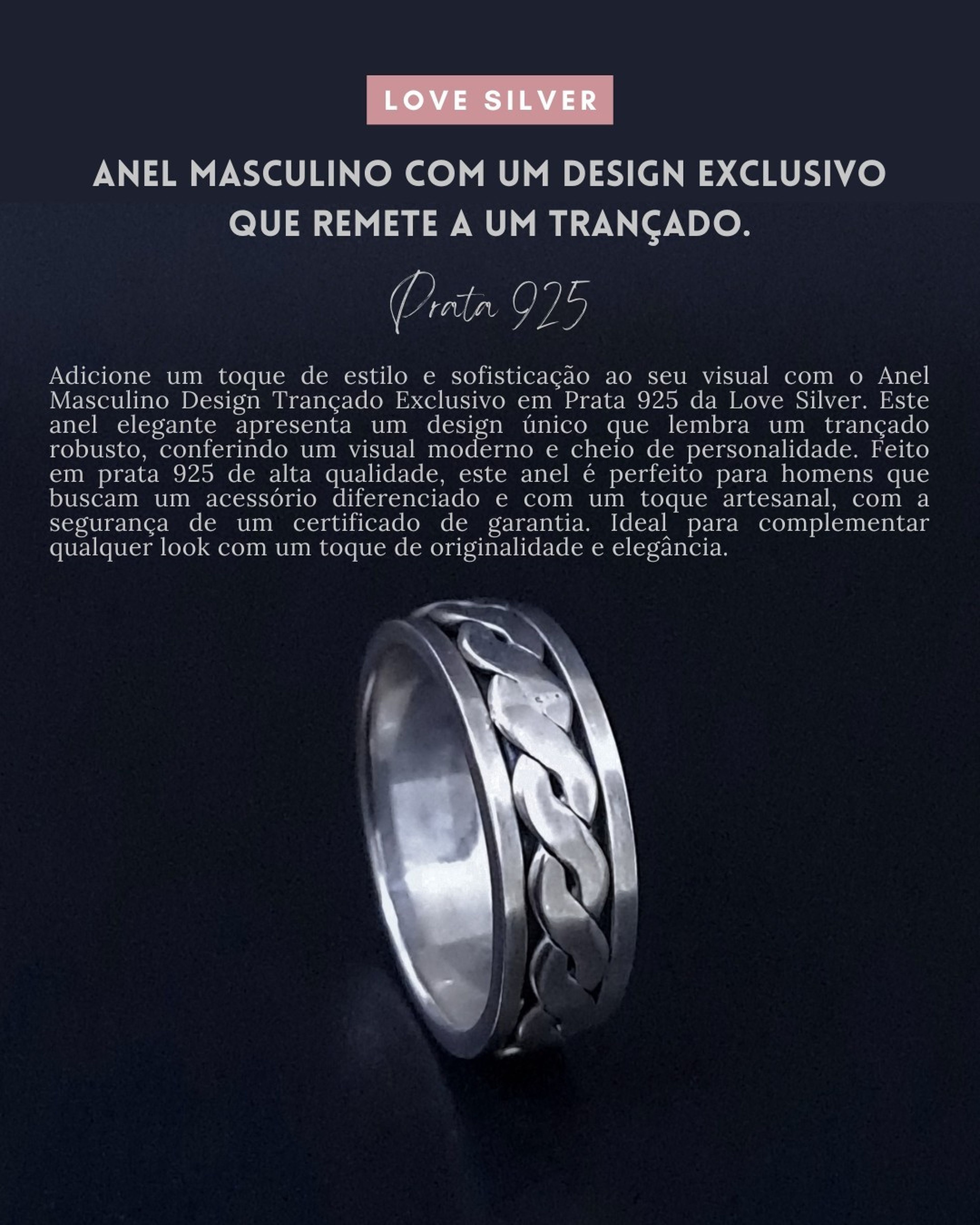 Anel Masculino de Prata Bali 925 Giratório imagem