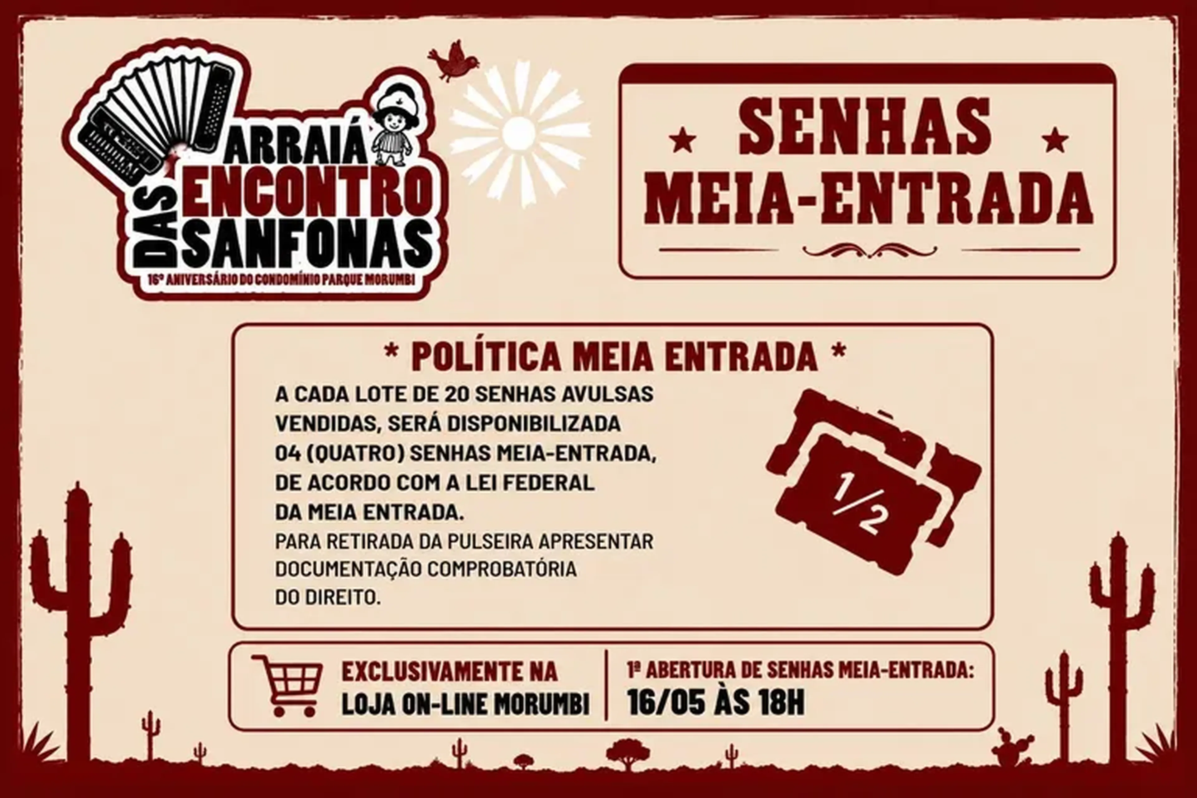 Meia Entrada - Individual - Arraiá Morumbi - 16 anos imagem