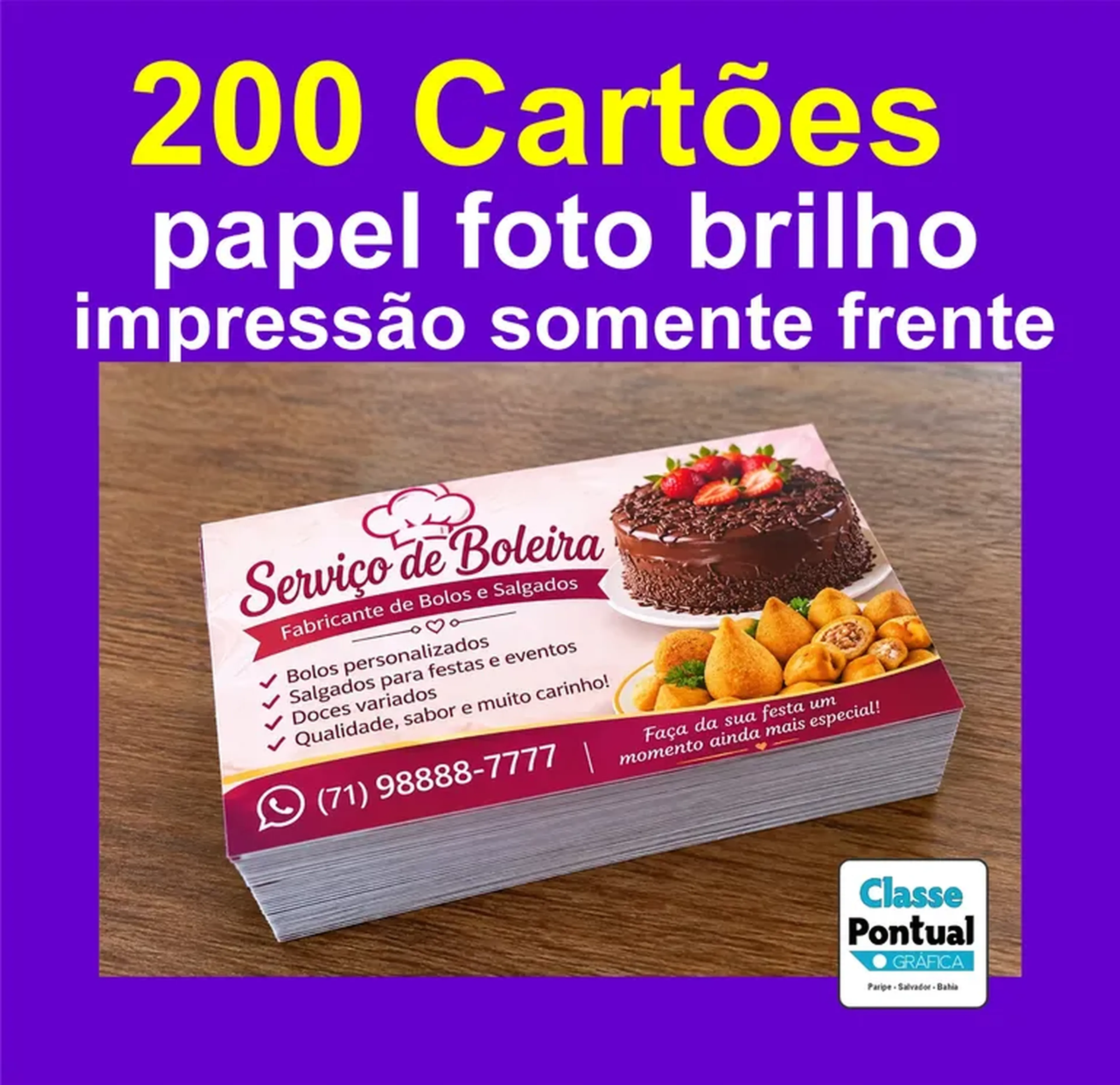 Cartão de visita 200unid. foto brilho, 180g, (somente frente) imagem