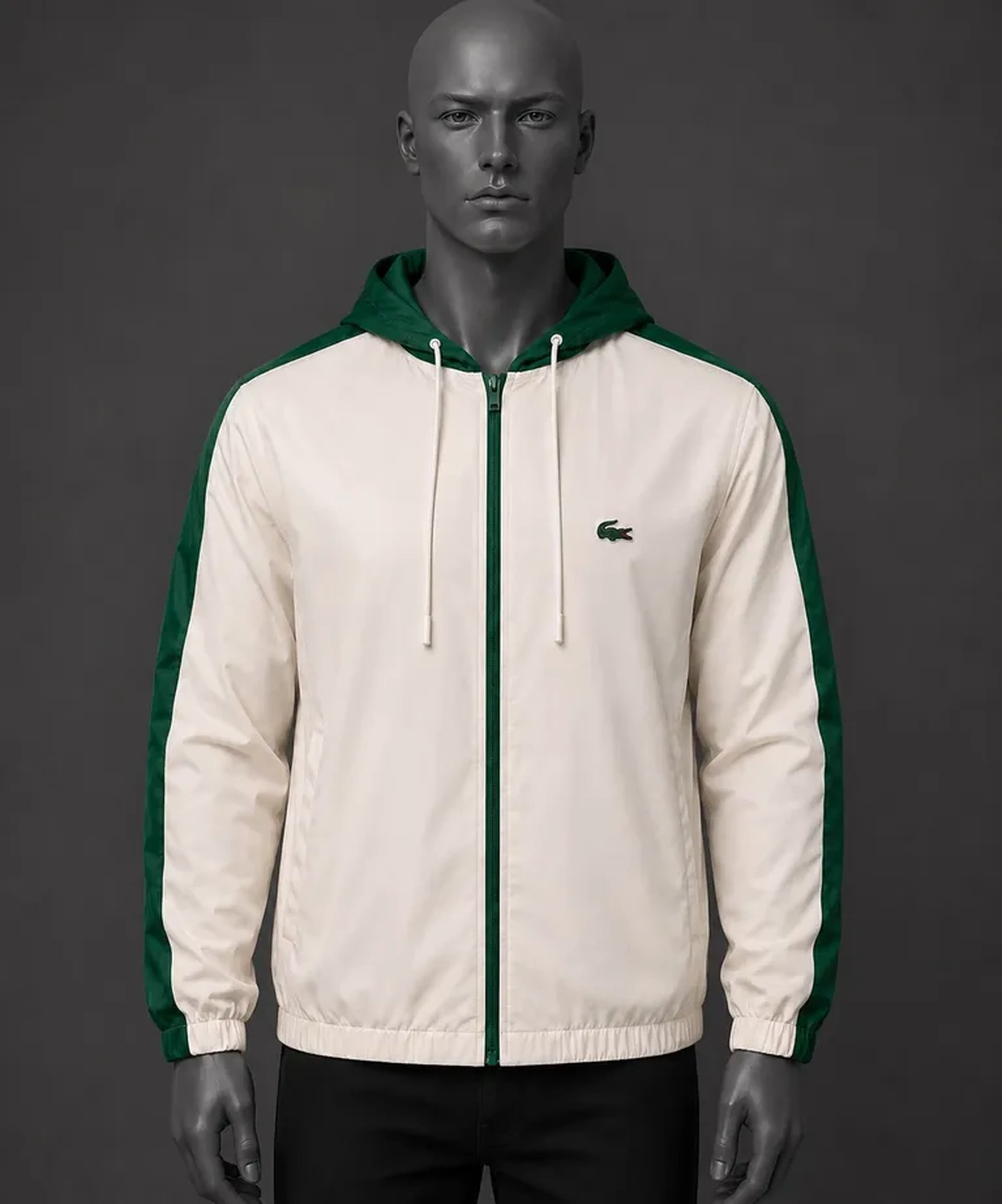 Corta Vento Lacoste Premium Branco Verde imagem