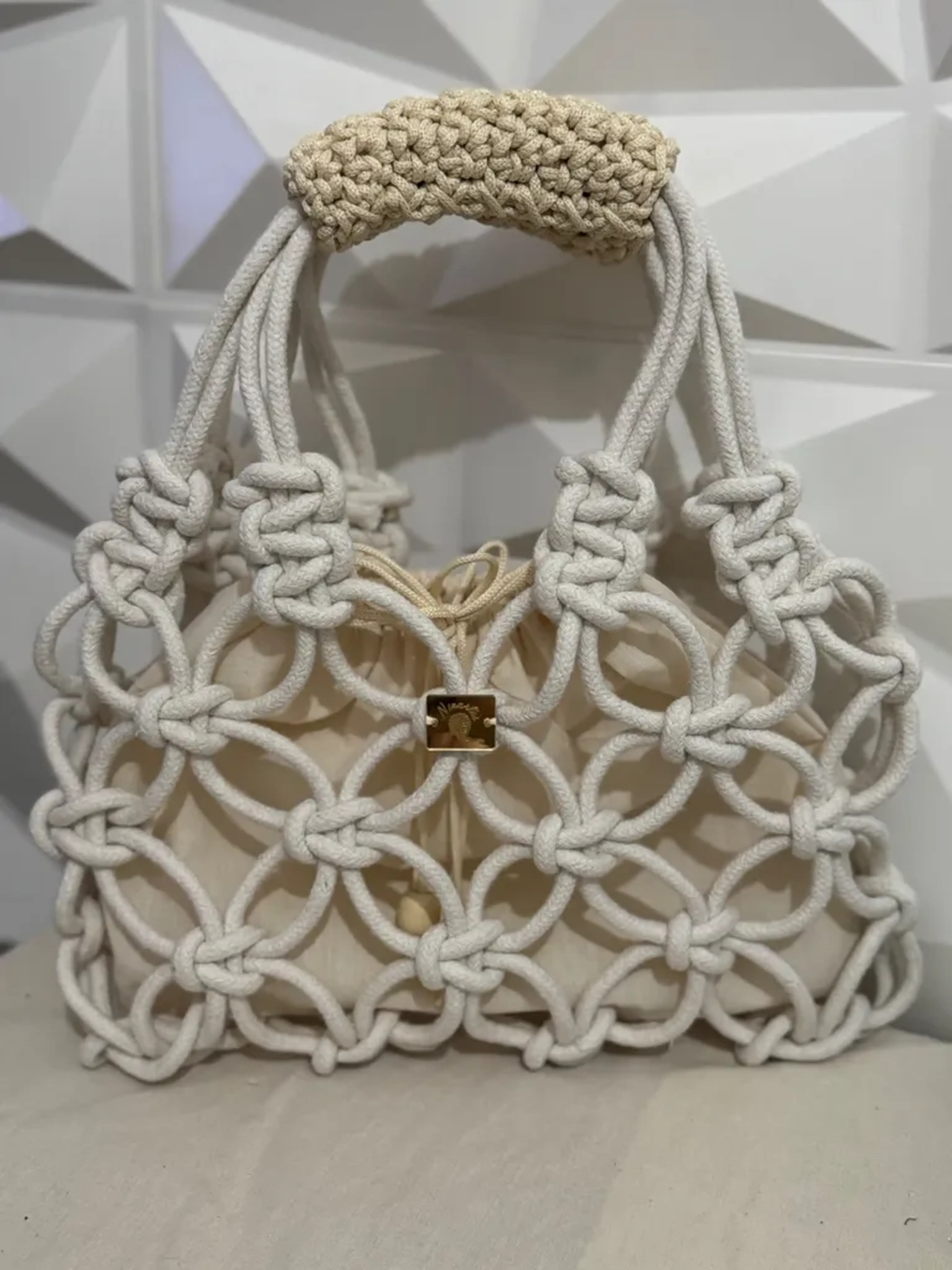 Bolsa em Macrame e forro em algodão imagem