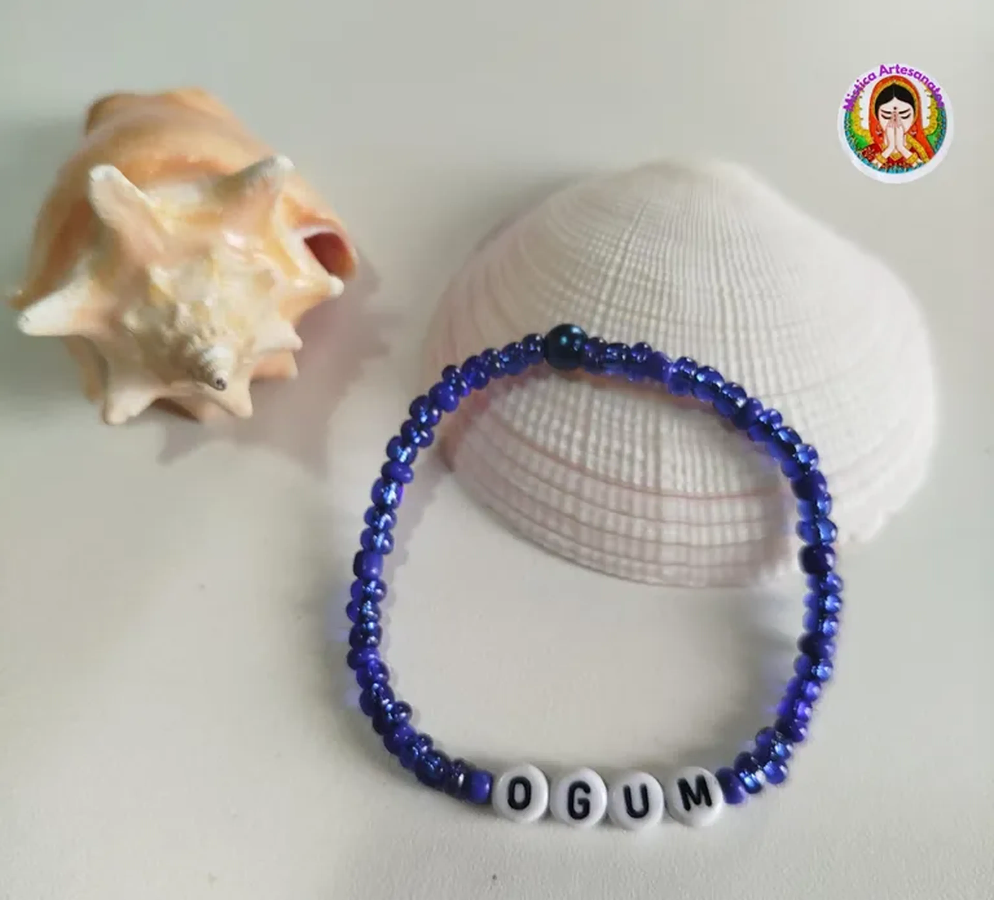 Pulseira de Proteção Ogum - com Nome - Azul imagem
