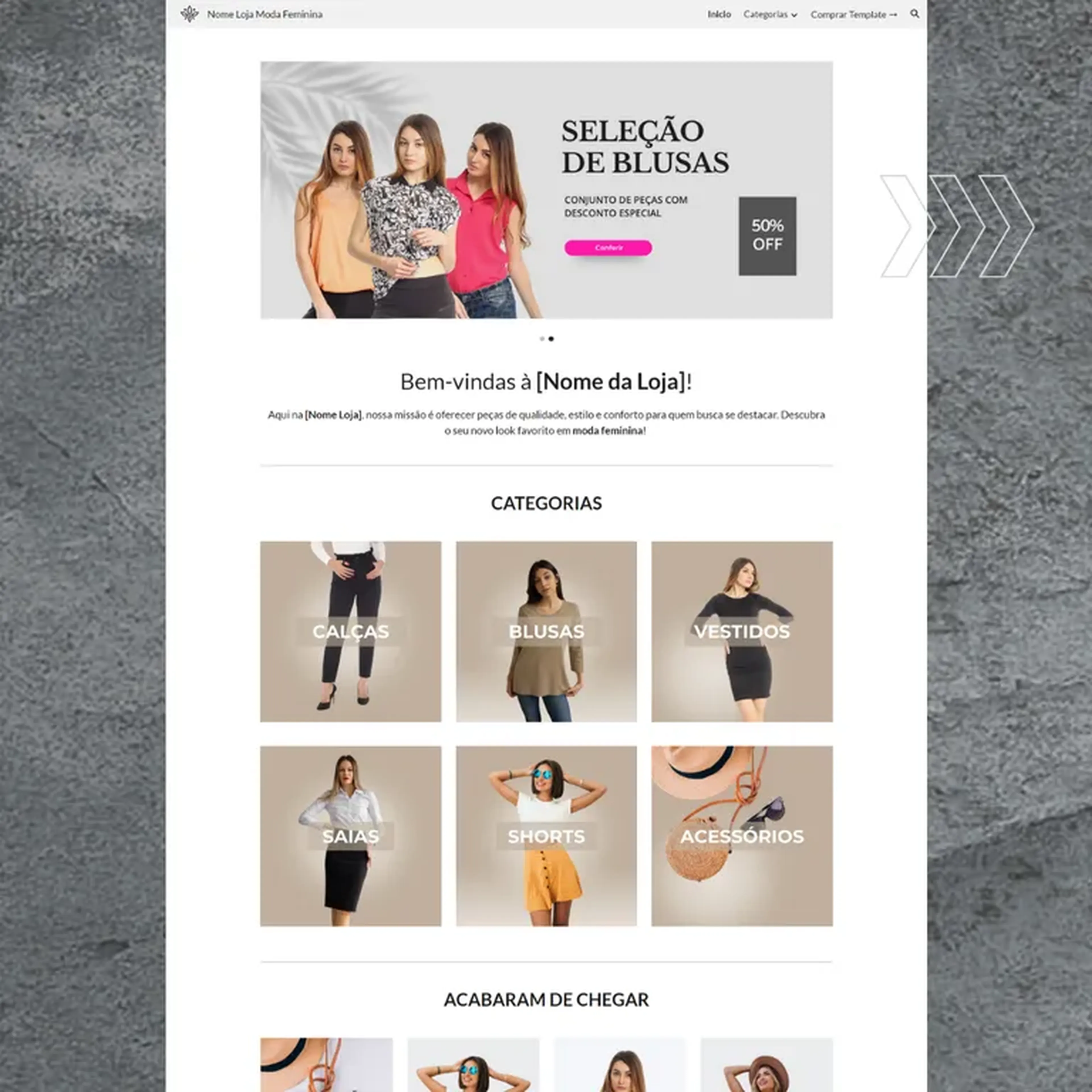 Template LOJA DE ROUPAS Google Sites imagem