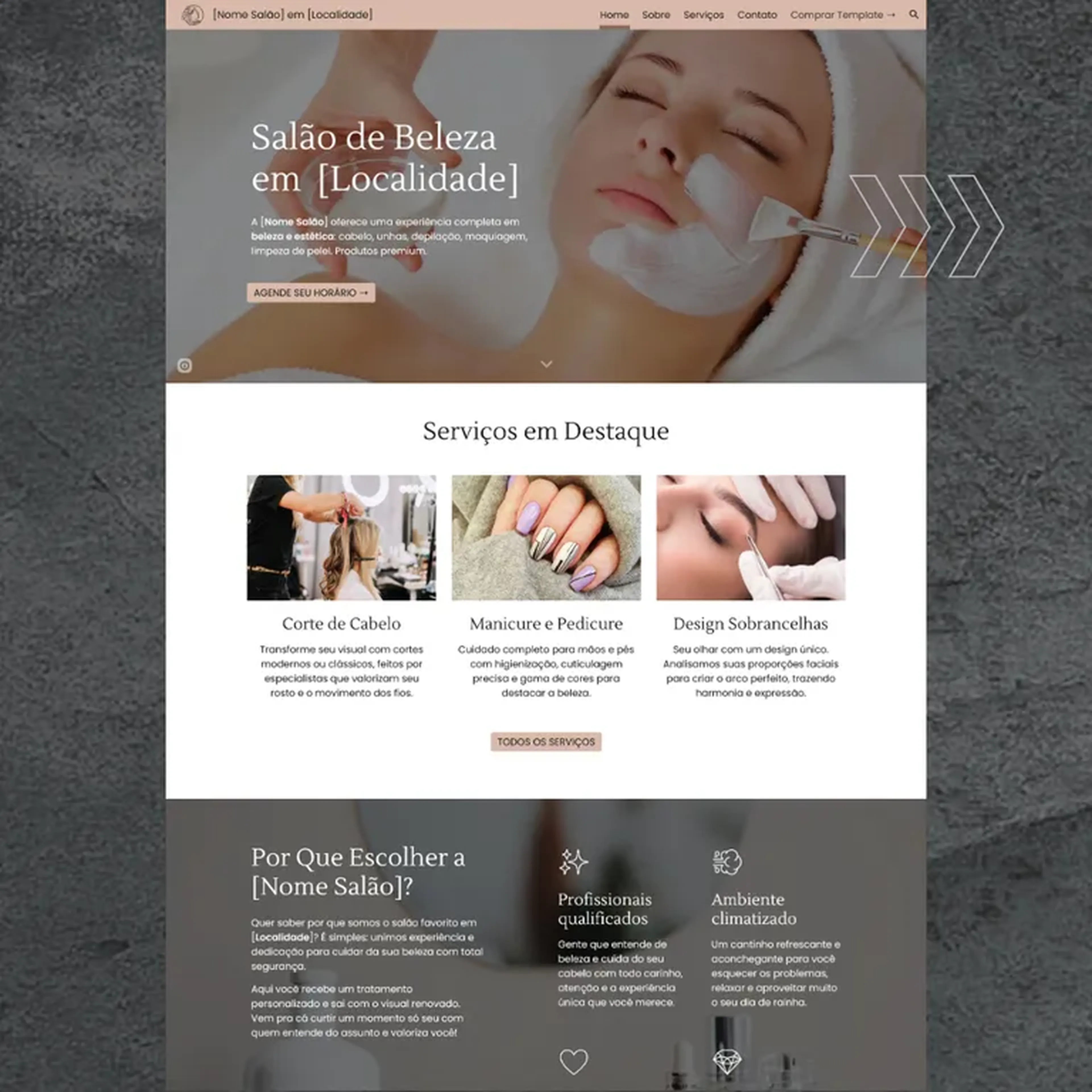 Template SALÃO DE BELEZA Google Sites imagem