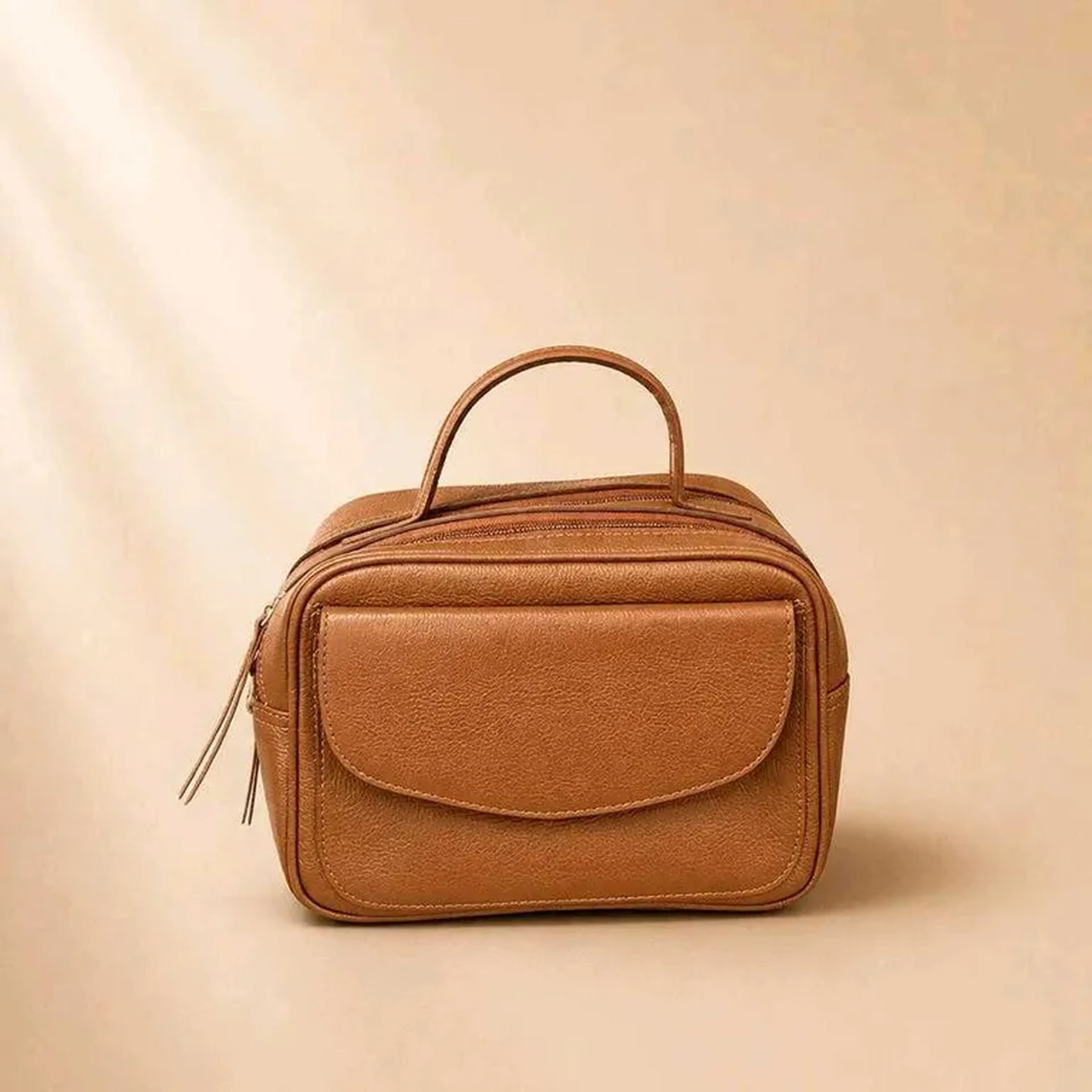Bolsa Baú Couro Caramelo imagem