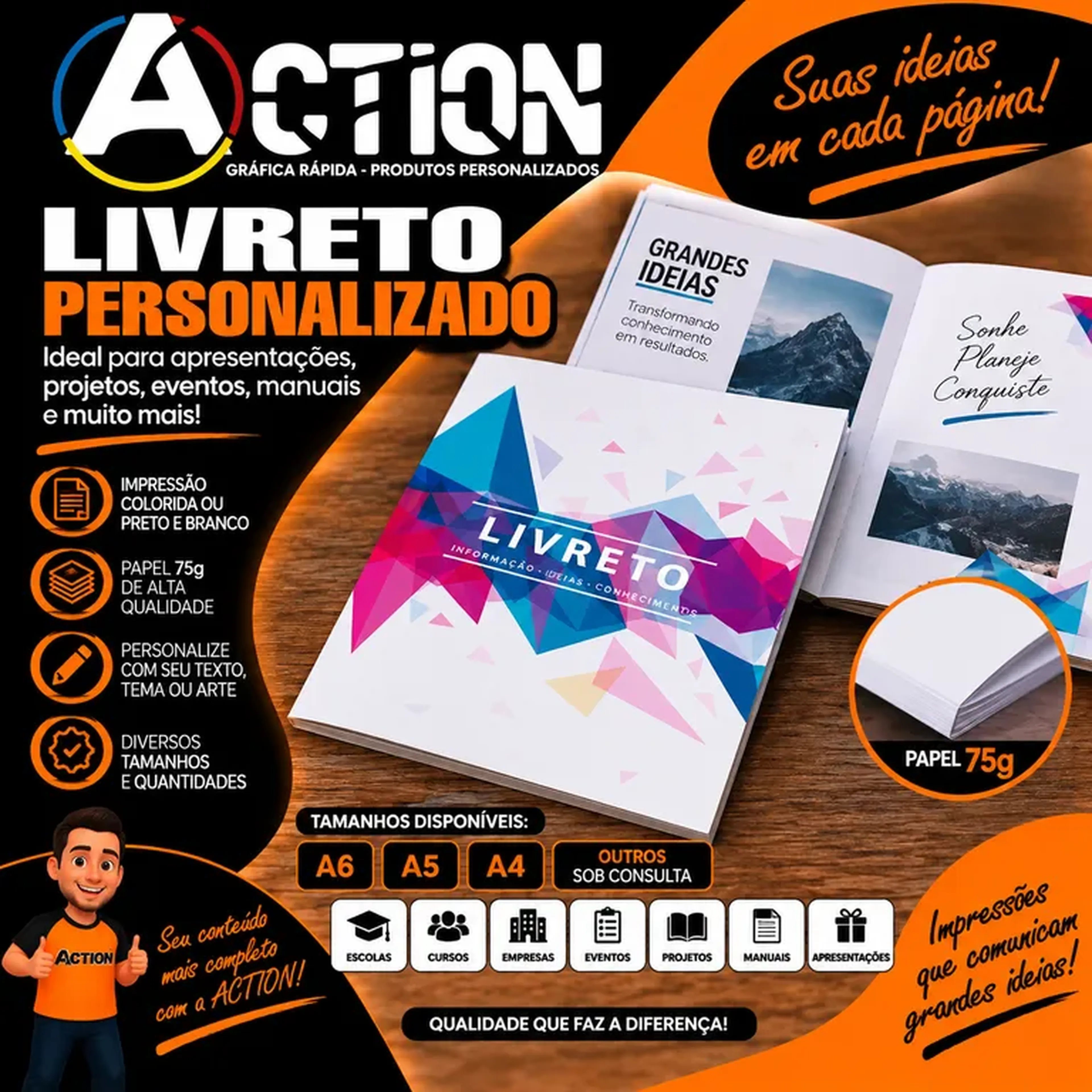 Livreto papel report 75g imagem
