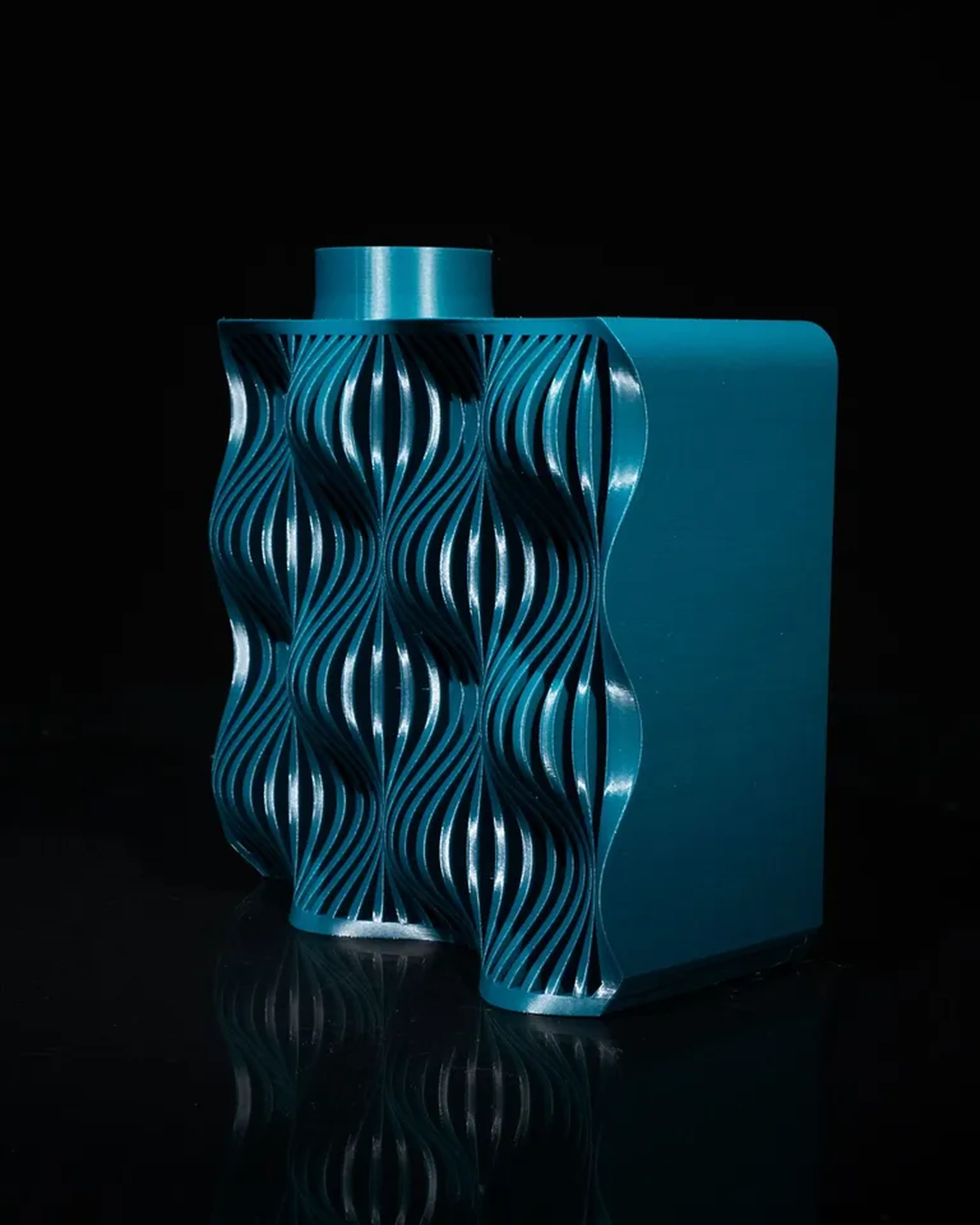 Vaso Decorativo Ondulado 20cm Azul 3D Moderno imagem