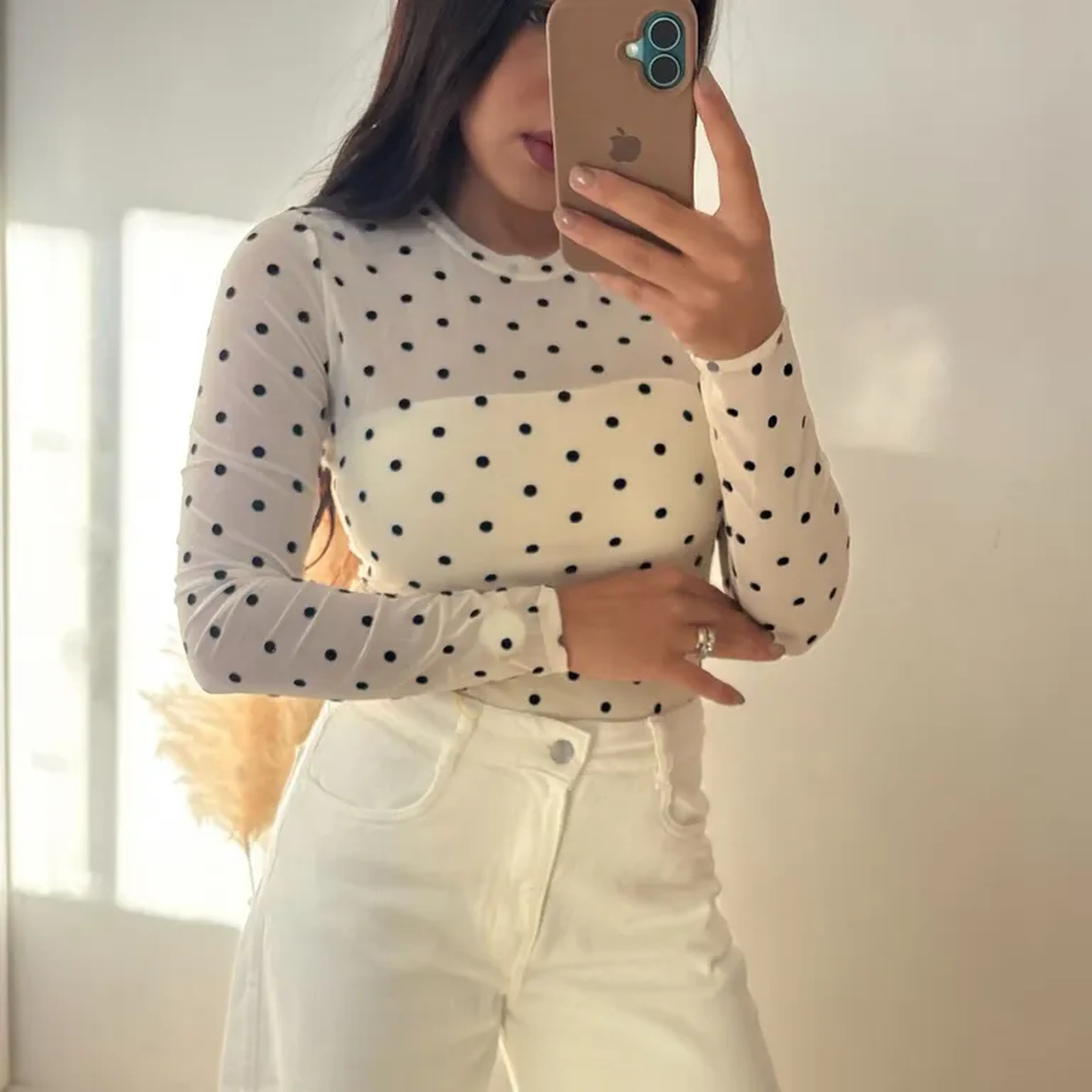 Blusa manga poá imagem