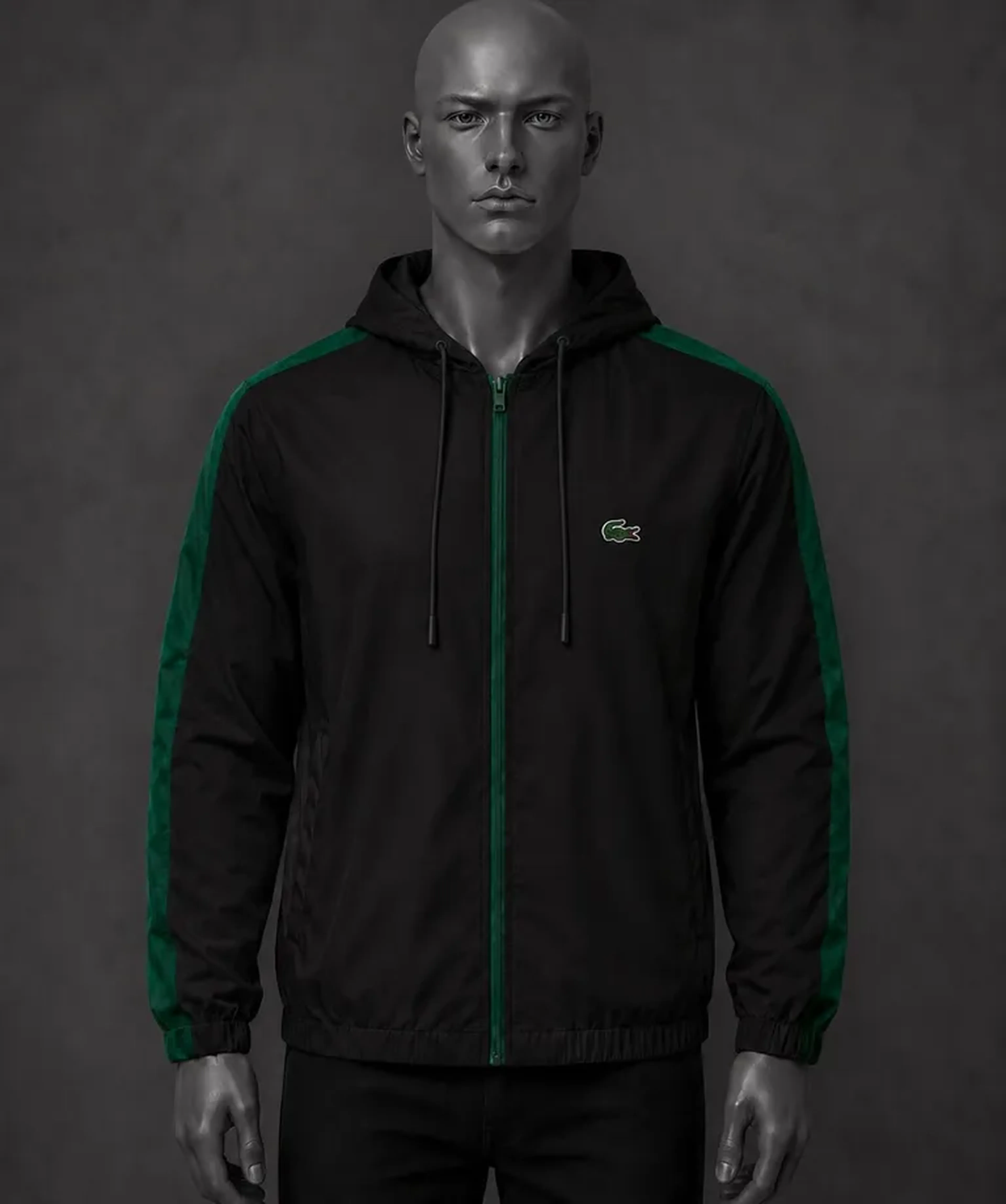 Corta Vento Lacoste Premium Preto Verde imagem