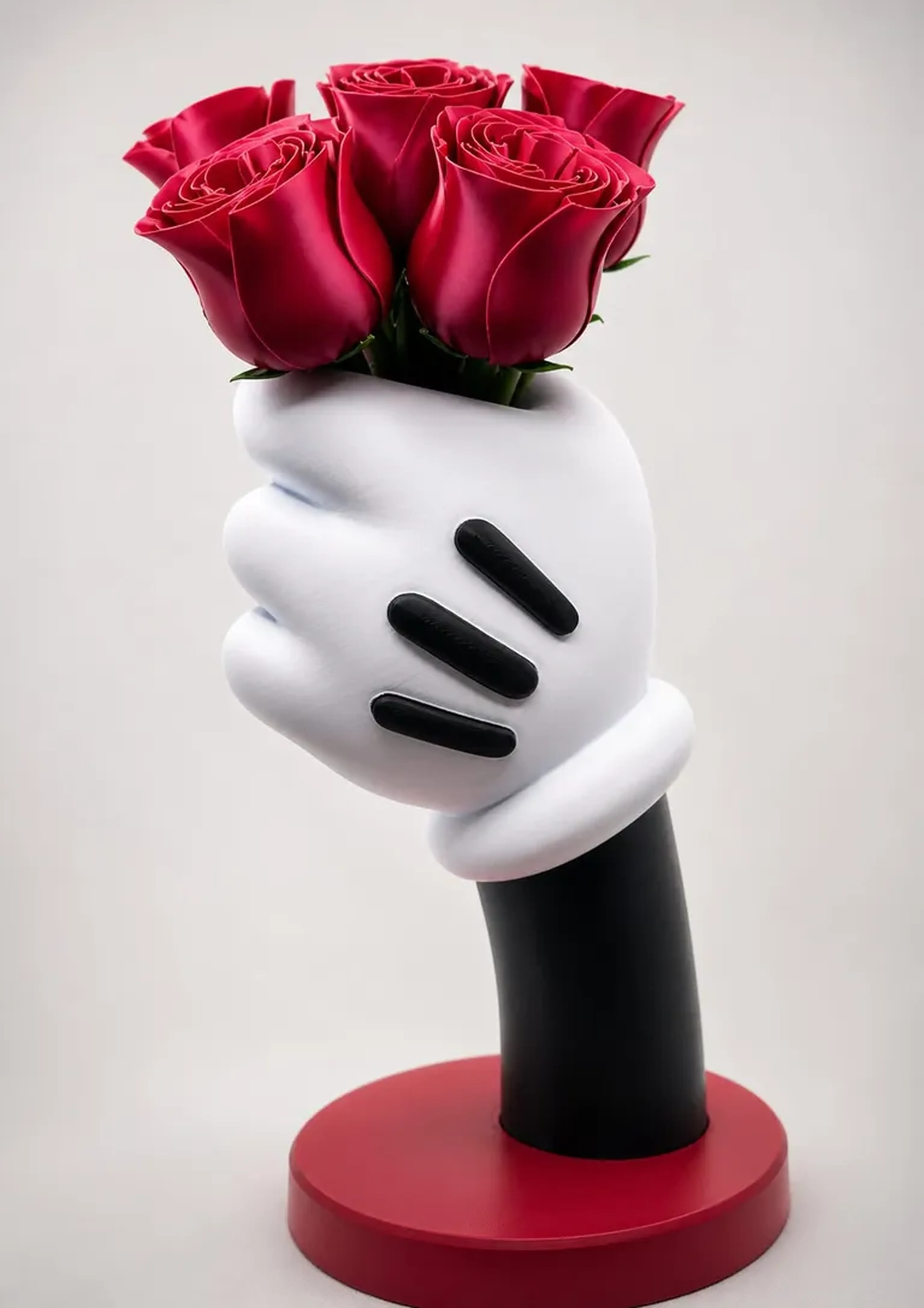 Vaso mão do Mickey com 4 rosas imagem