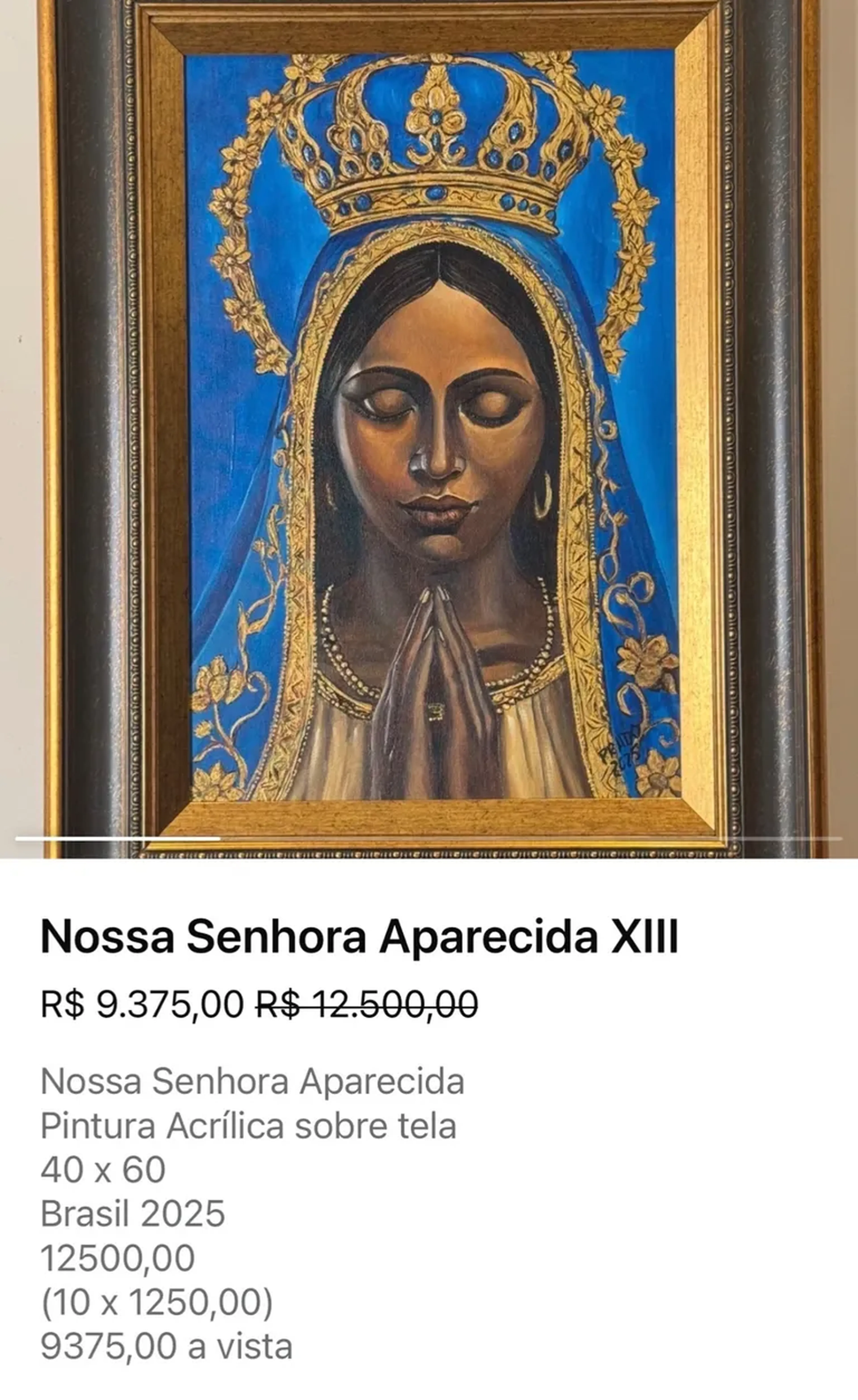 Obra Nossa Senhora Aparecida imagem