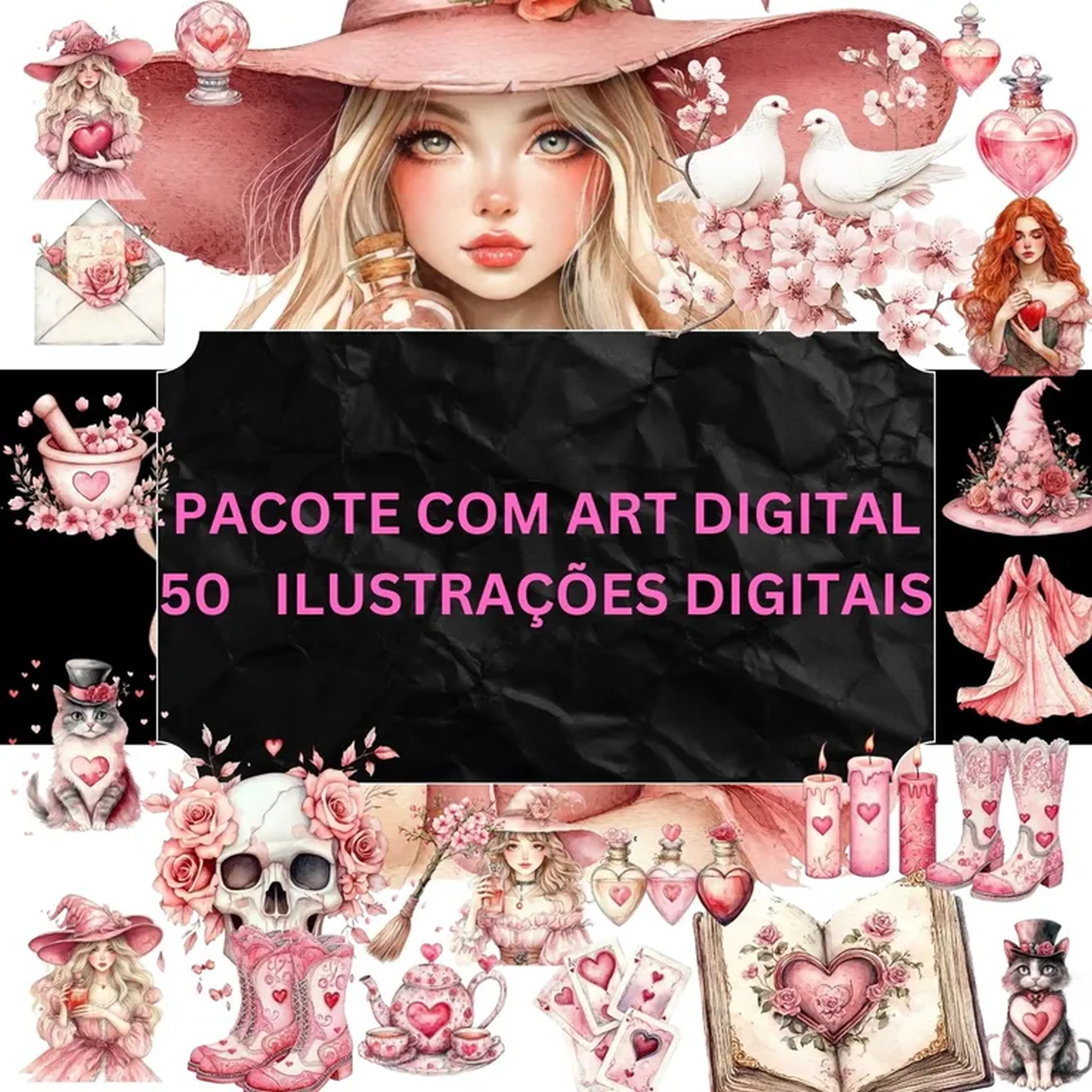 CLIPART DIGITAL AMOR DE BRUXA imagem