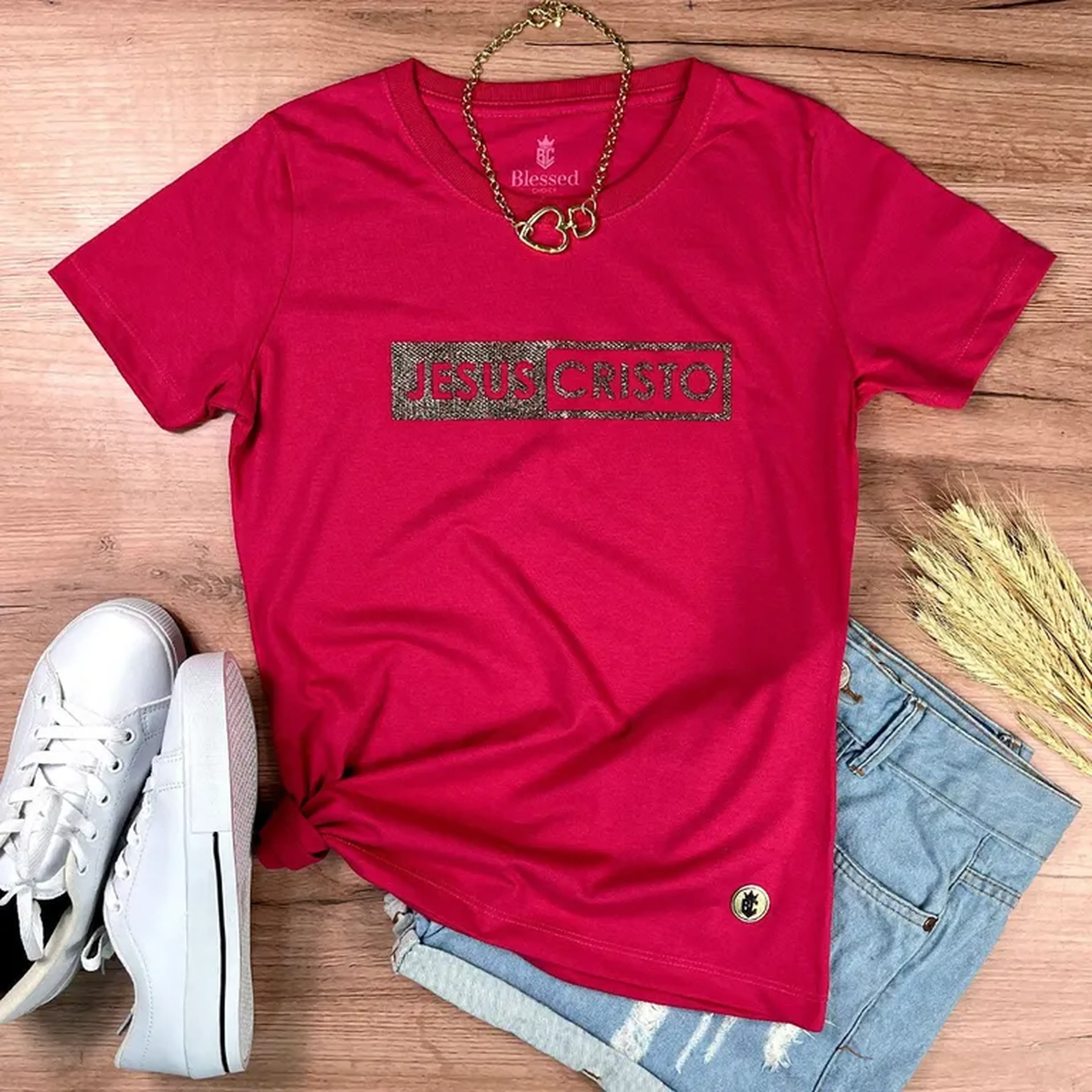 Camiseta Jesus Cristo Glitter Pink imagem