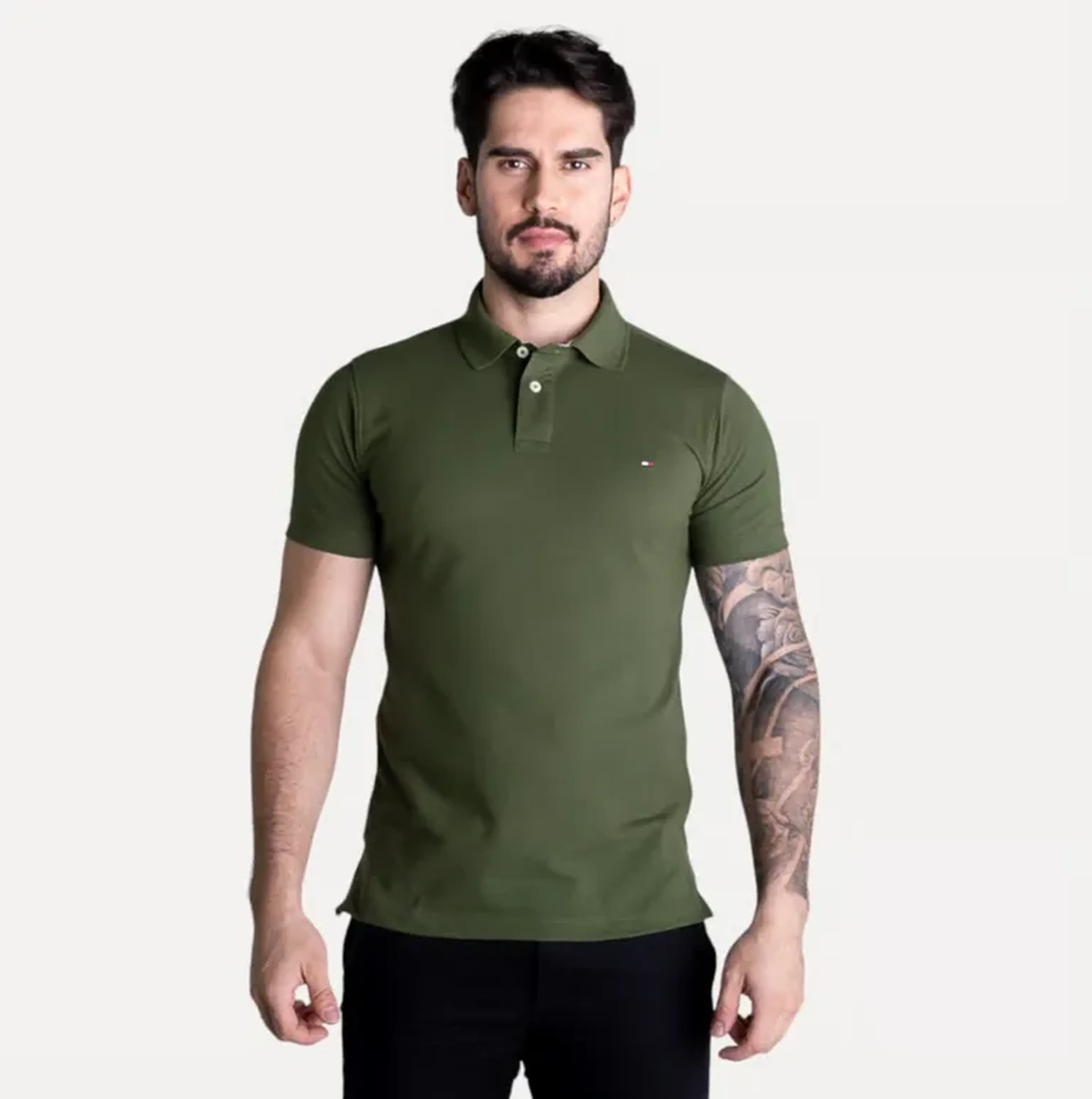 Camisa Polo Verde Tommy Hilfiger imagem