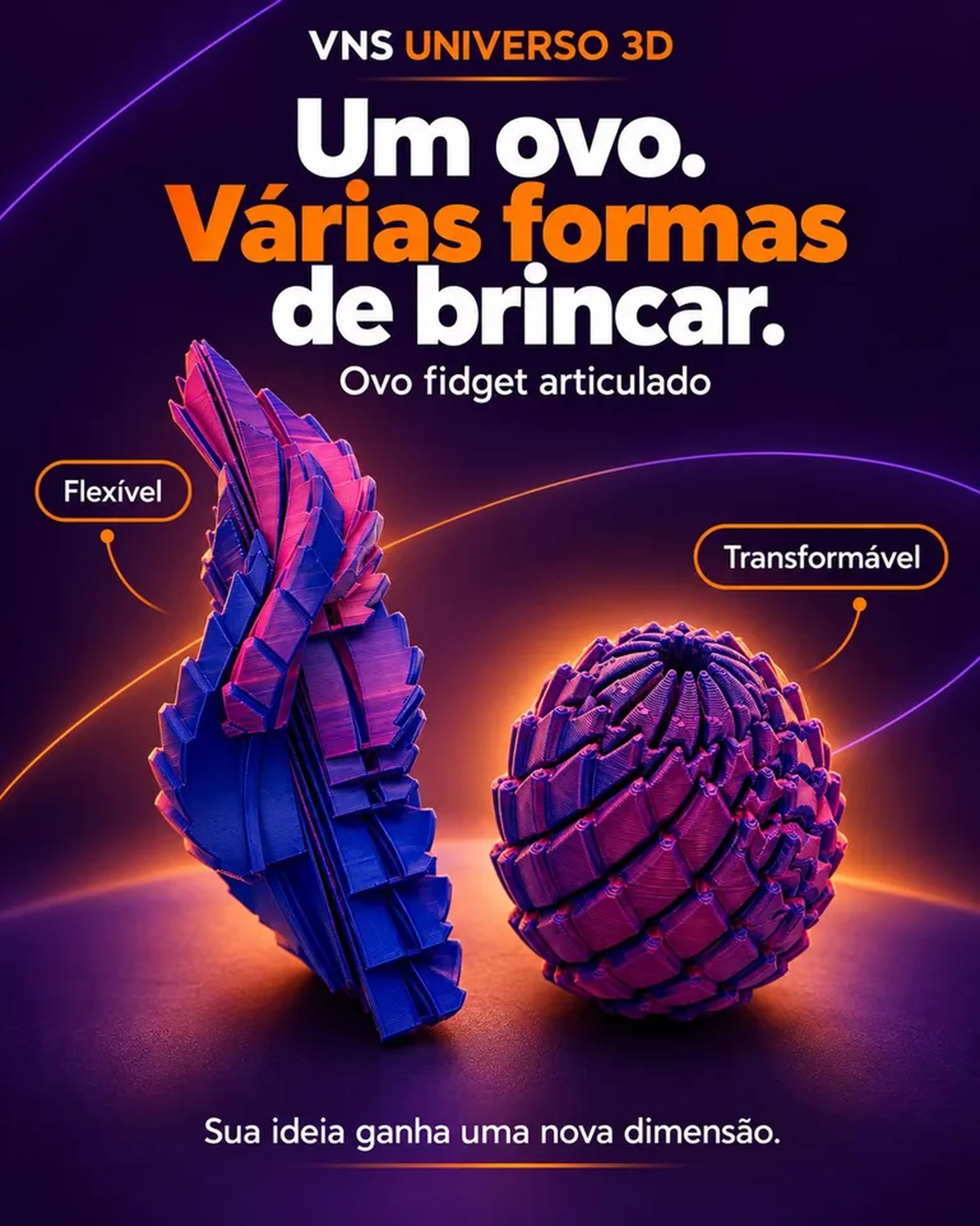 Brinquedo Fidget Ovo Sensorial Dragão Articulado Flexível imagem