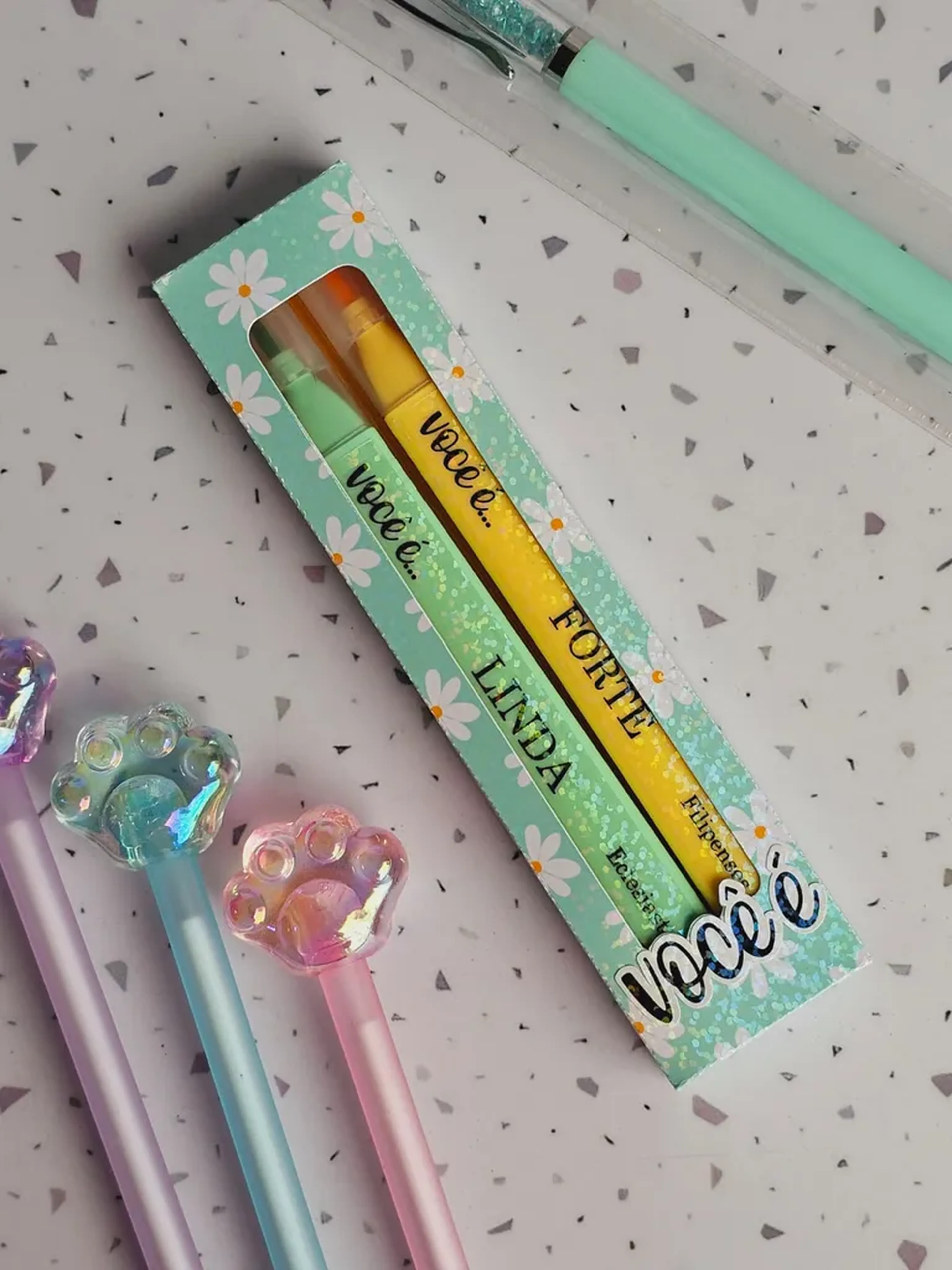 Marca Texto com 2 unidades - Verde - Linda e Forte imagem