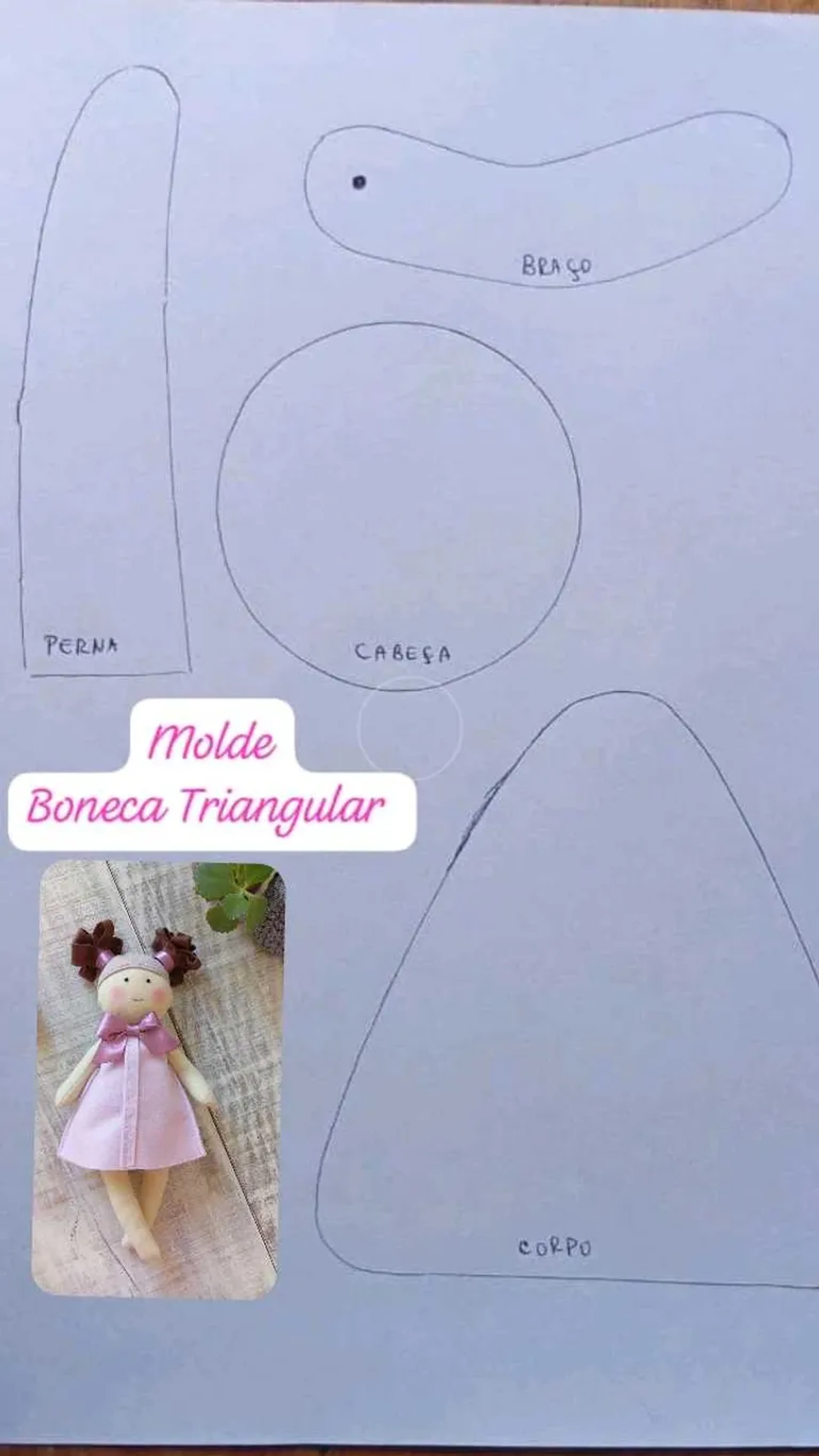 Molde Boneca Triangular imagem