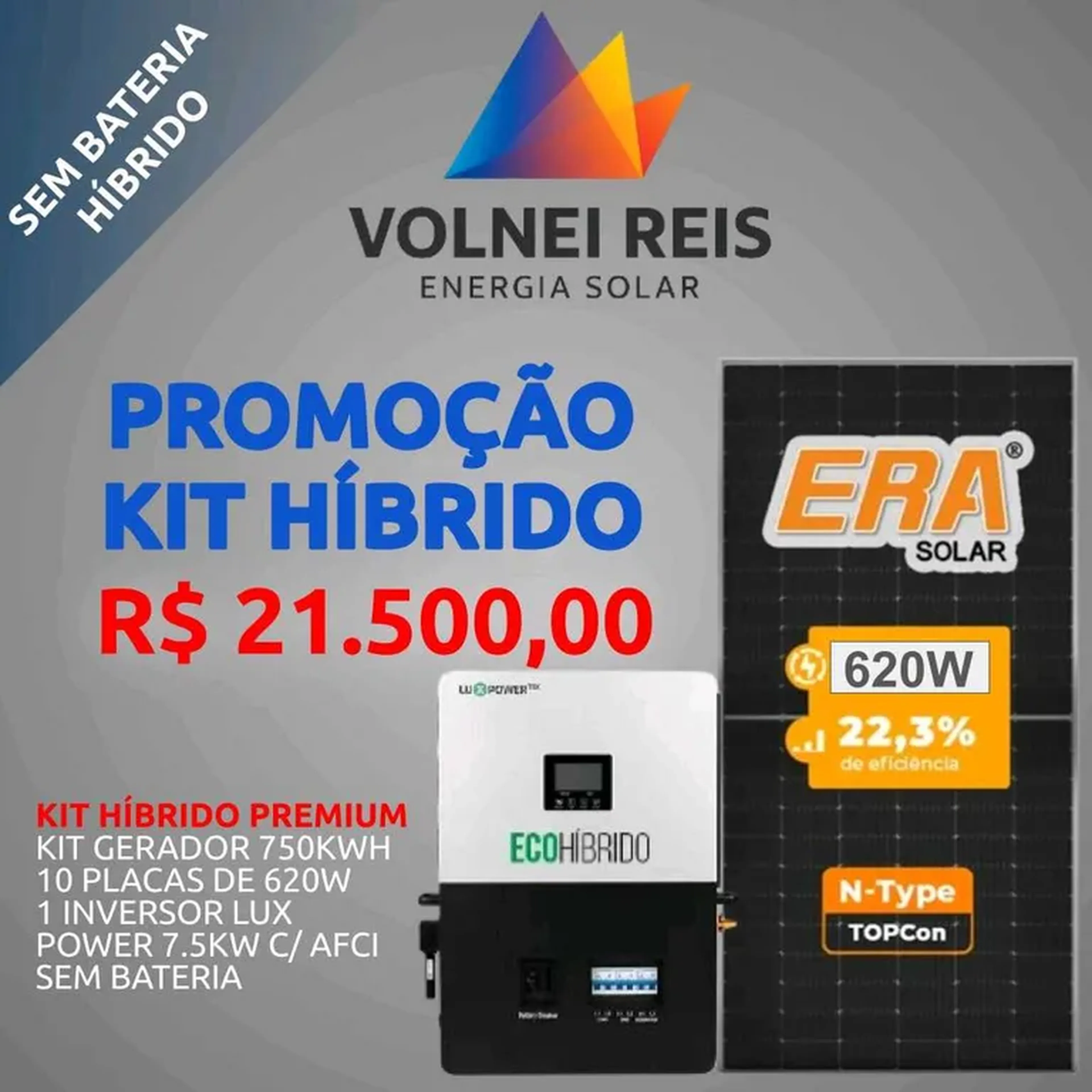 kit de energia híbrido 7.5k sem bateria imagem