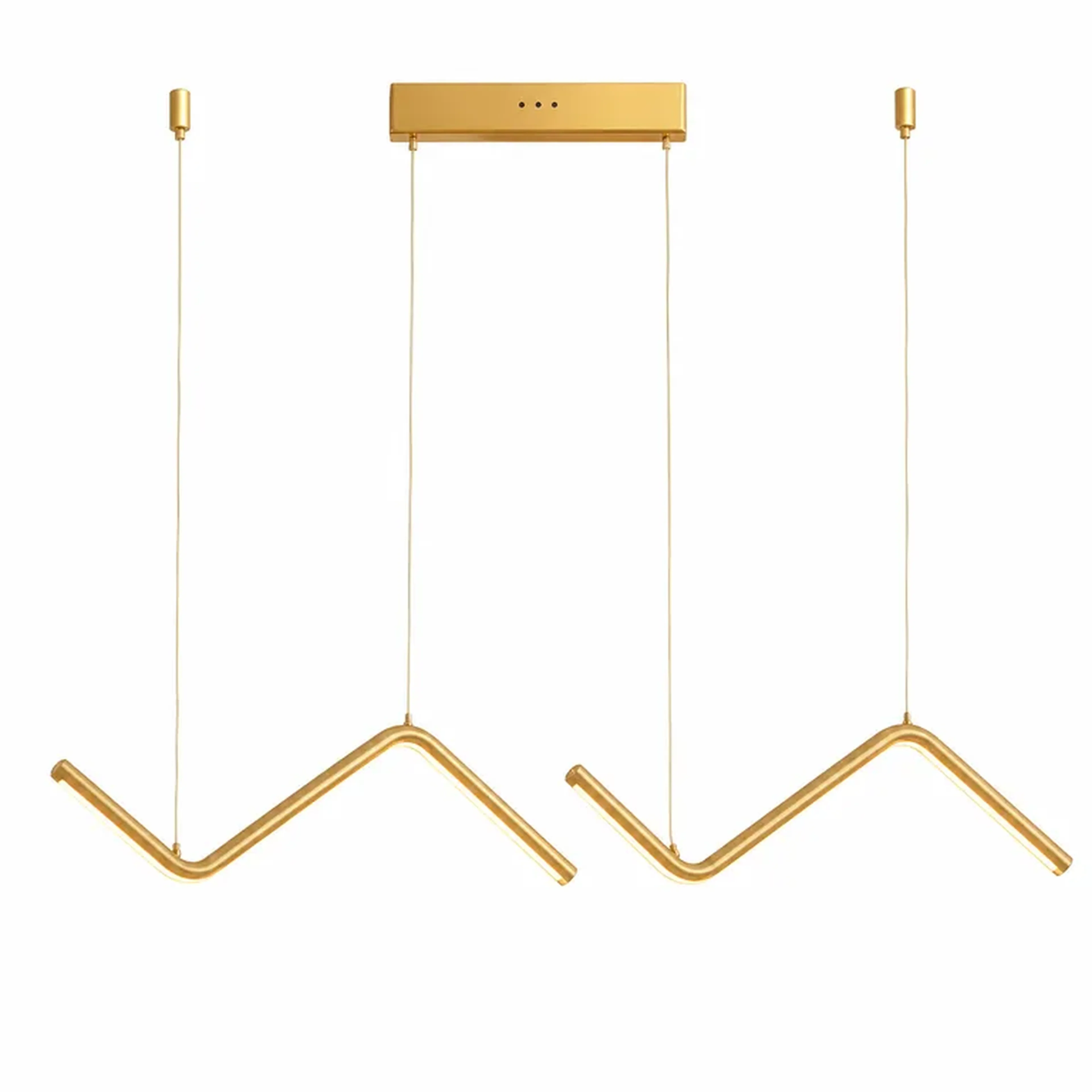 Pendente Geométrico Duplo 7D Dourado 90cm 40W 3.000K imagem