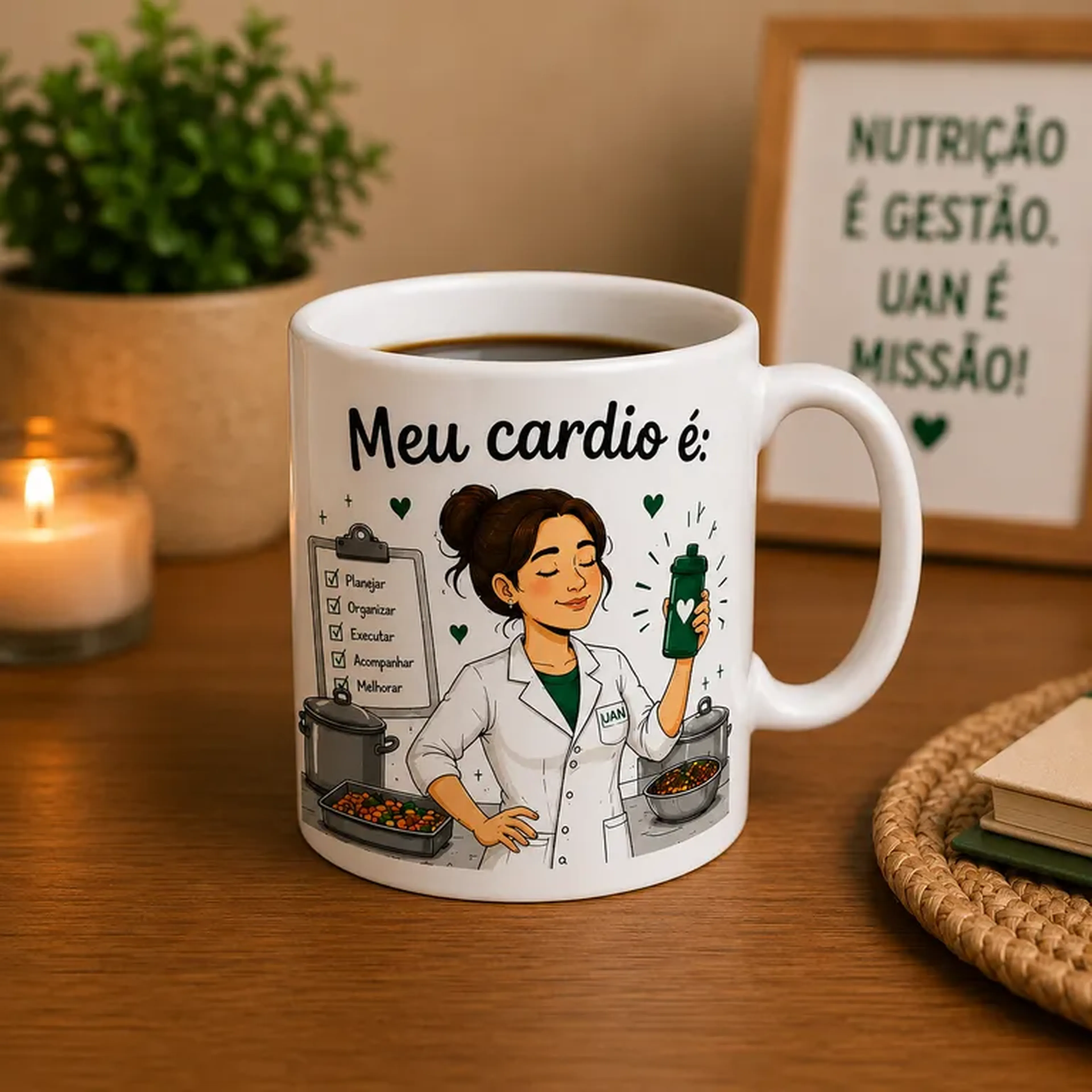 Caneca UAN - Meu cárdio - Porcelana 325ml imagem