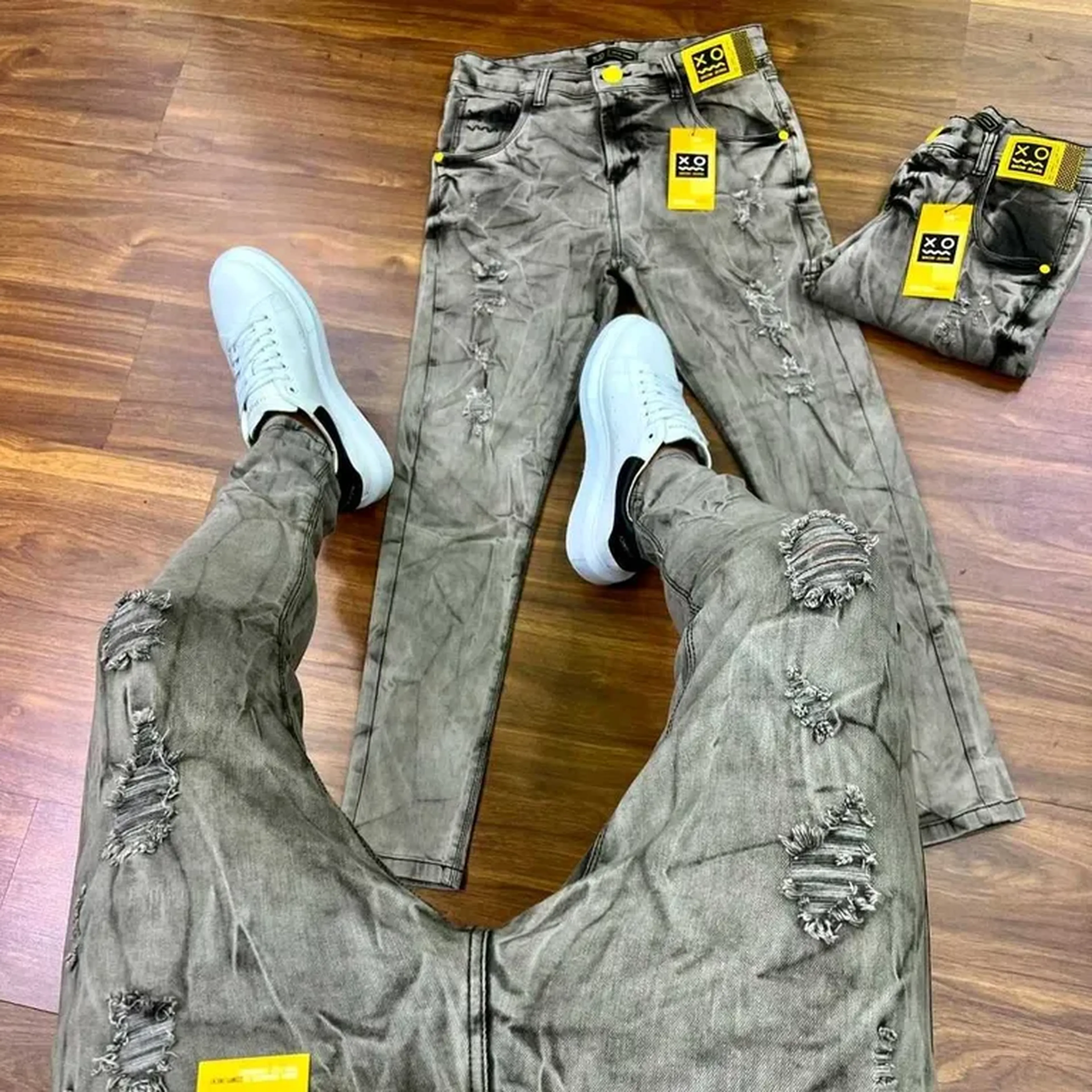 Calça Jogador Cinza Skinny imagem