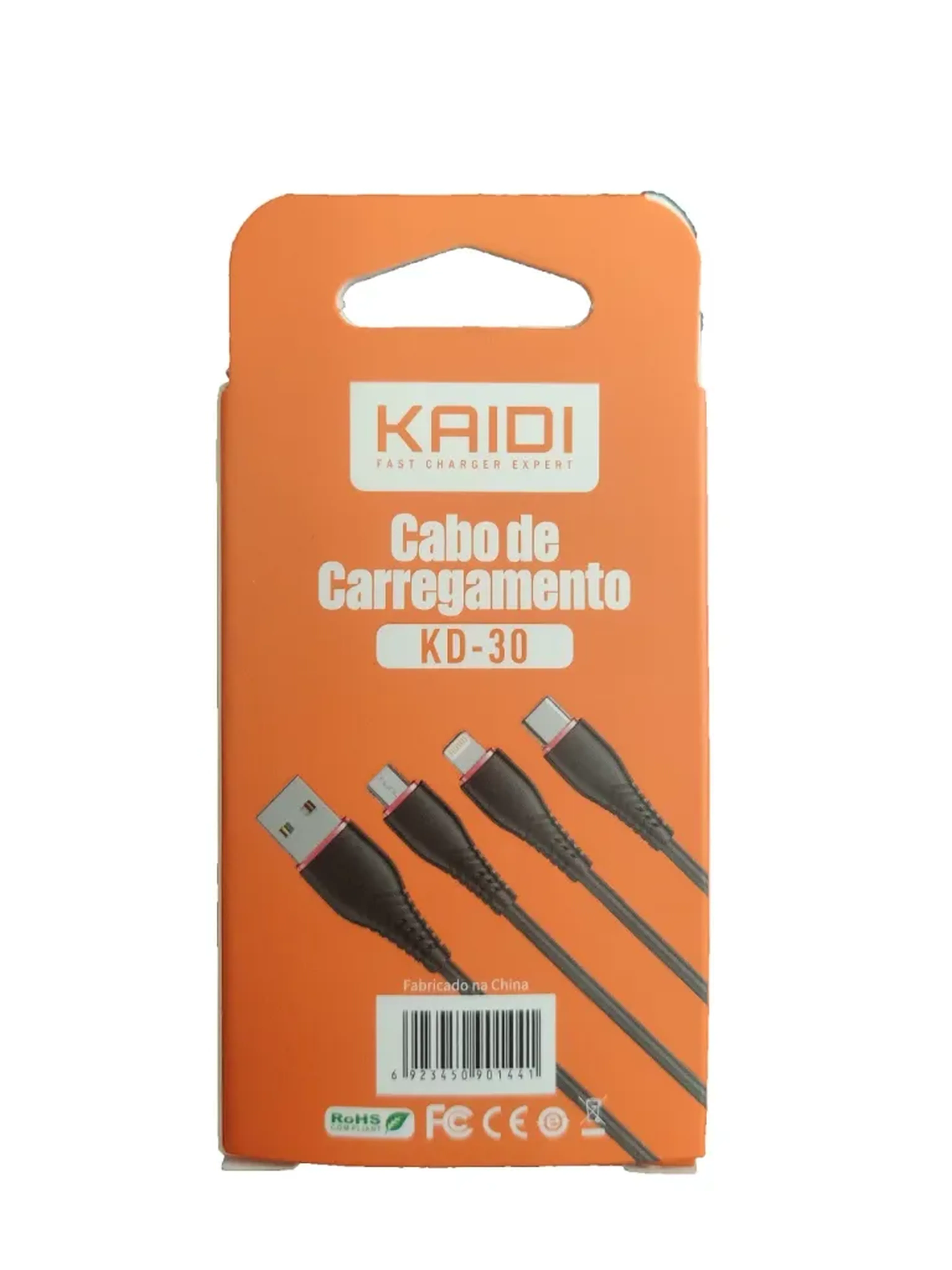 Cabo Carregamento 3em1 3A KAIDI KD-30 1M imagem