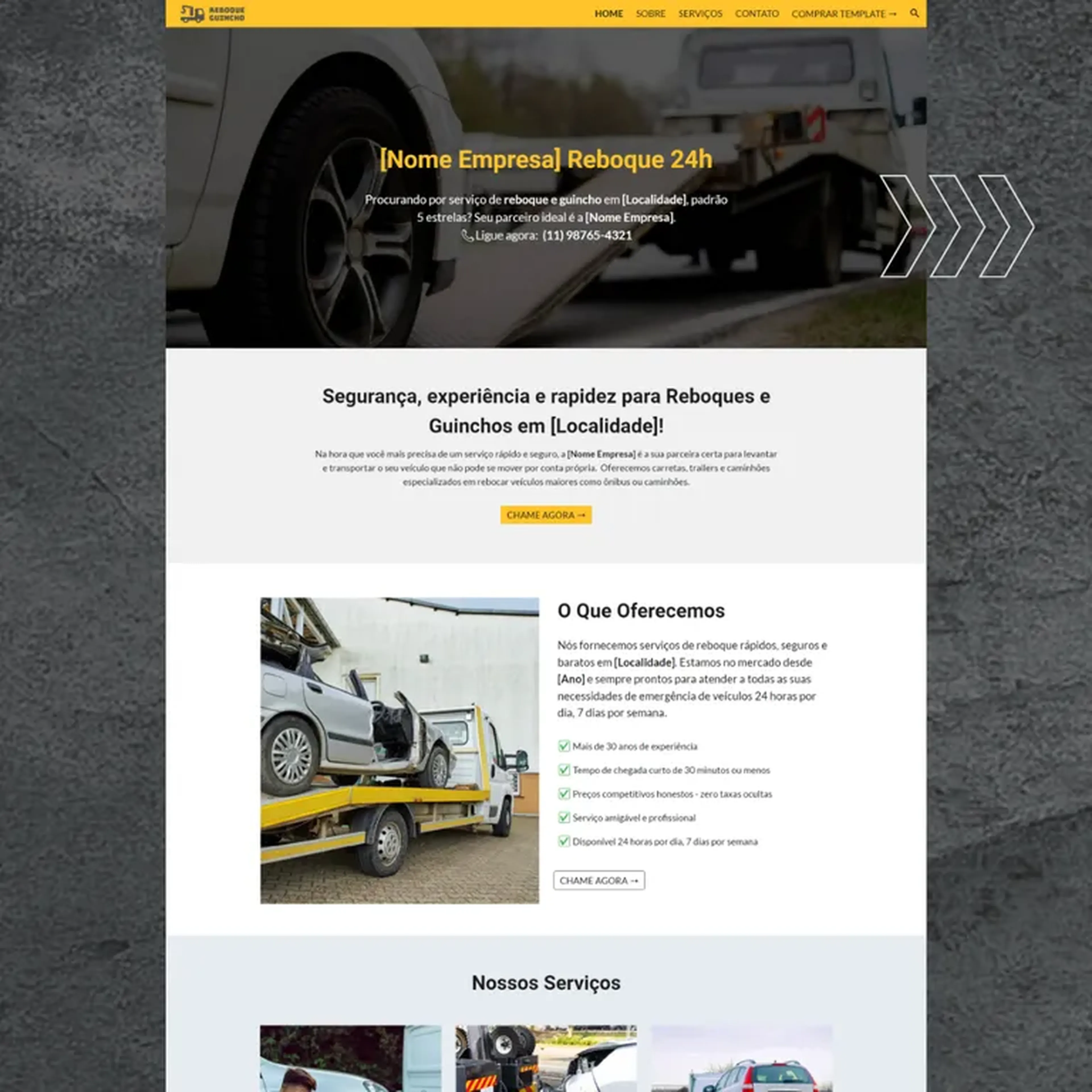Template REBOQUE, GUINCHOS Google Sites imagem