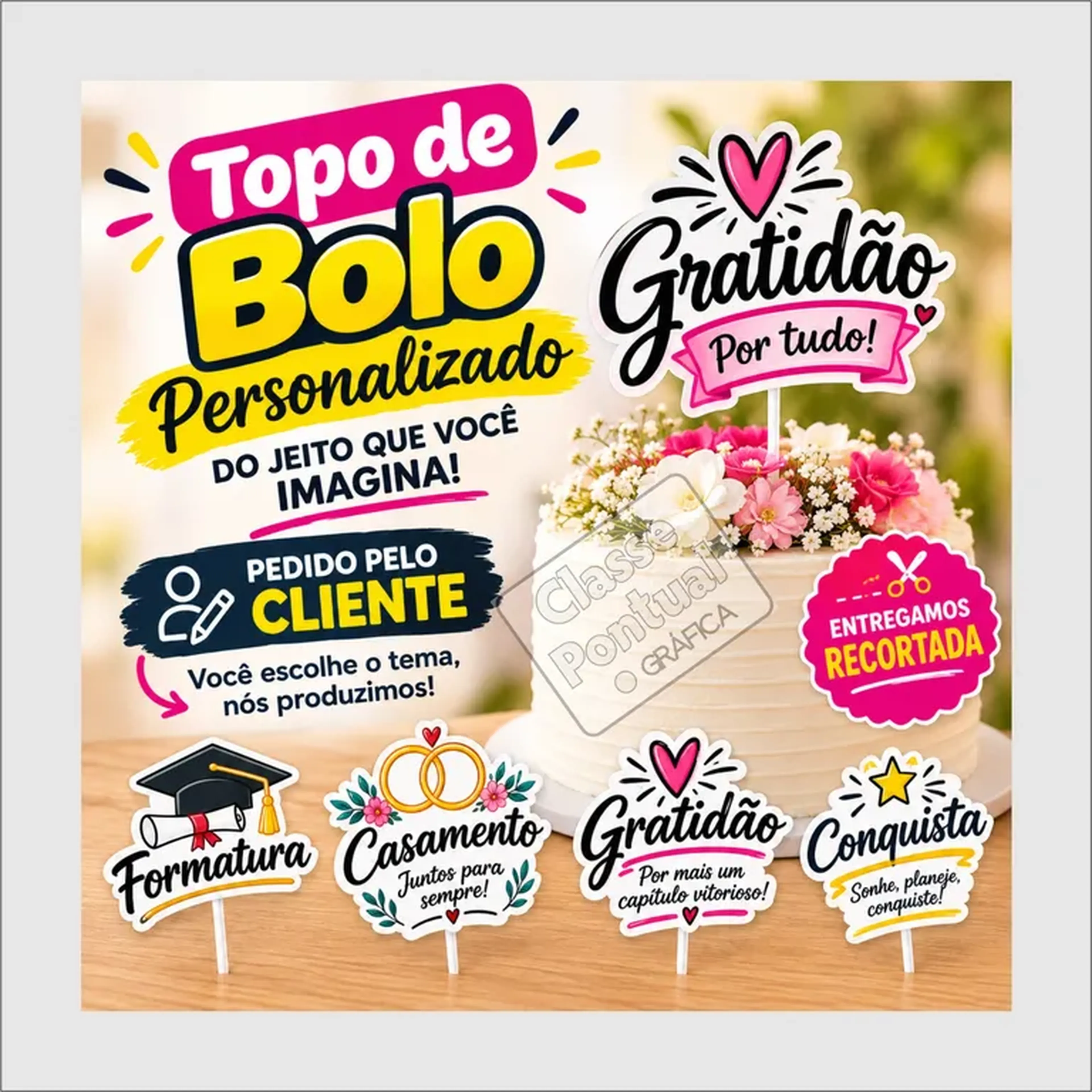 Topo de bolo Personalizado Recortado imagem