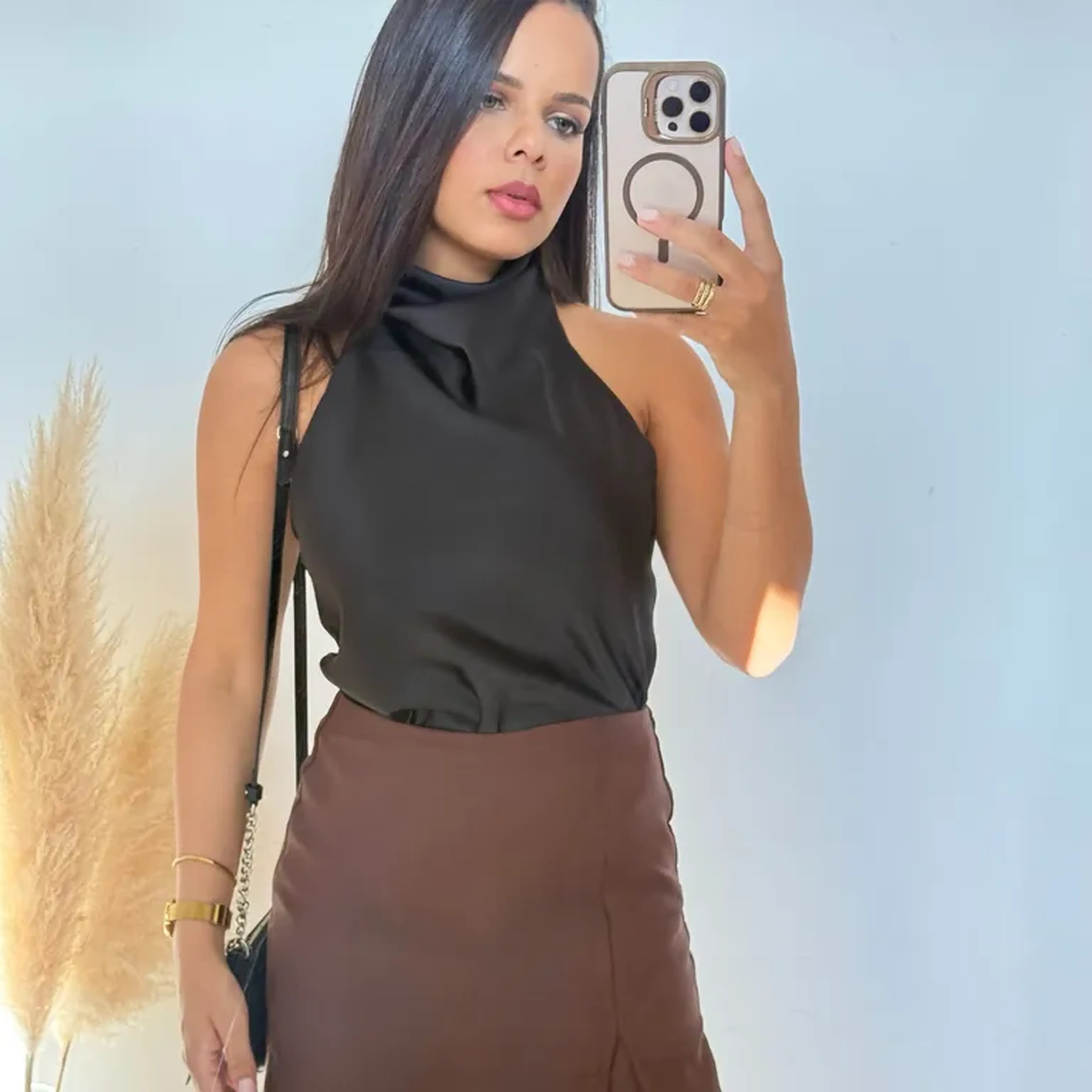Blusa gola boba Preta imagem