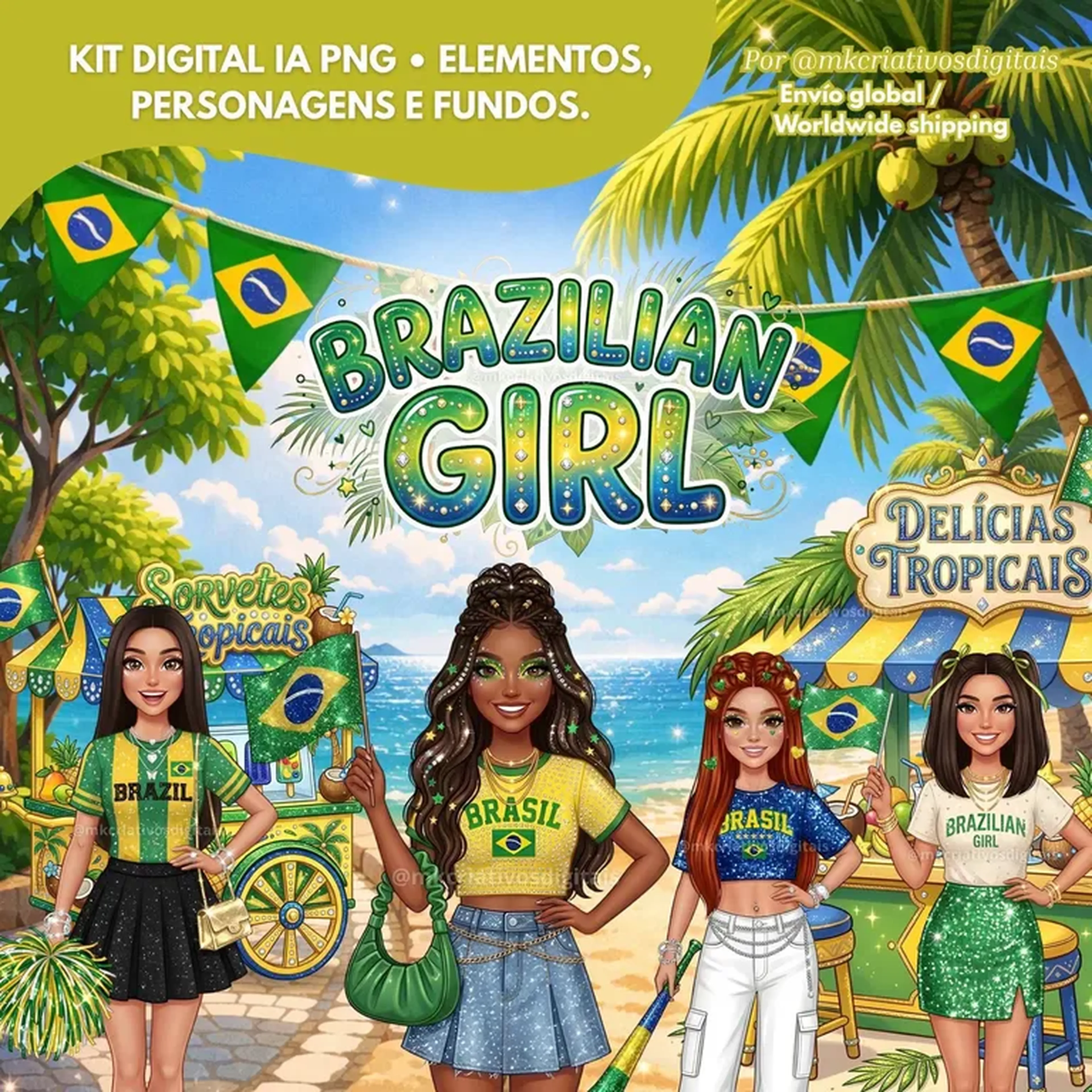 Brazilian Girl - Kit digital IA PNG imagem