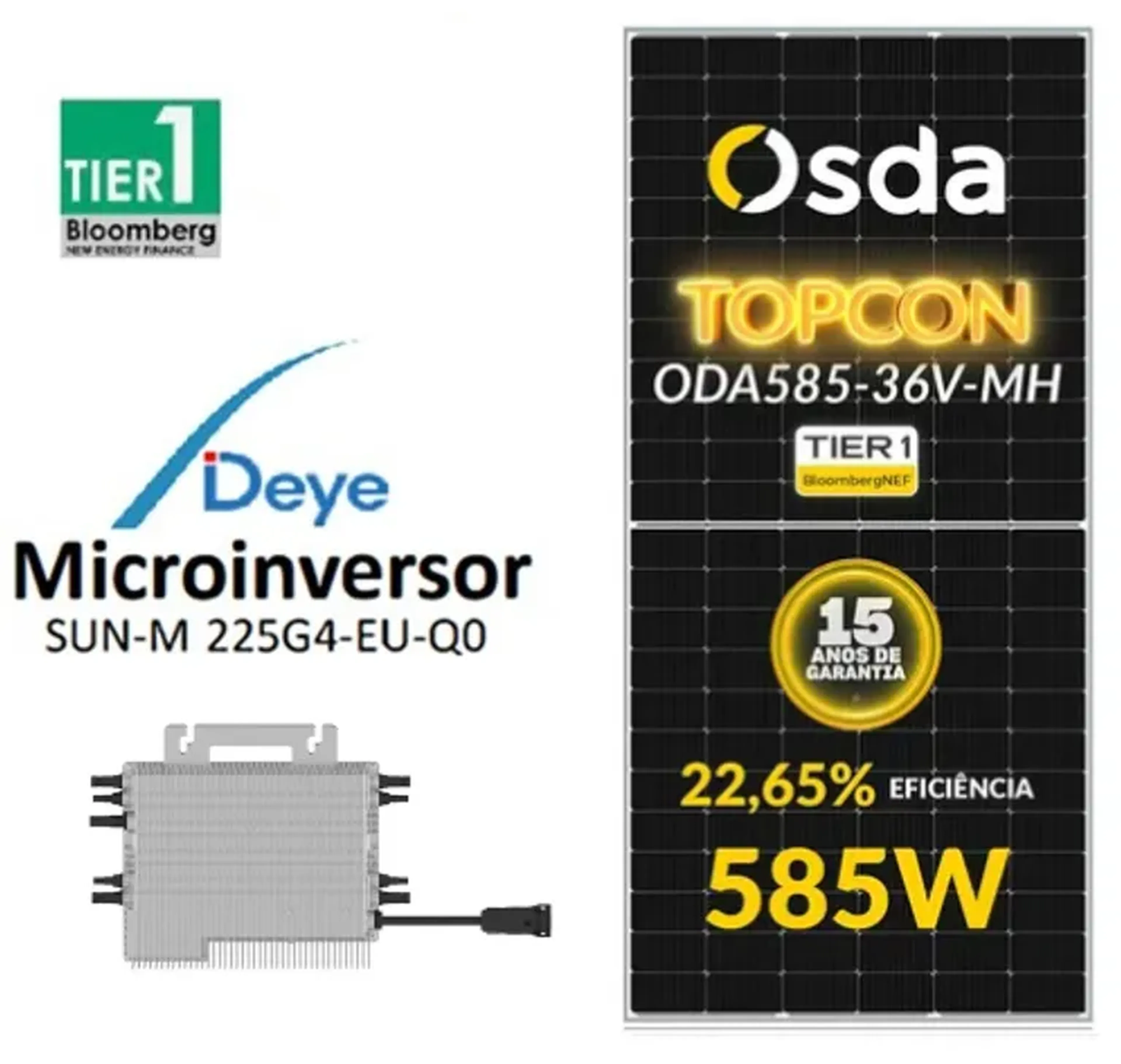 Kit 12 Módulos OSDA 585W + 3Micros DEYE 2.2 + Estrutura Metálica imagem