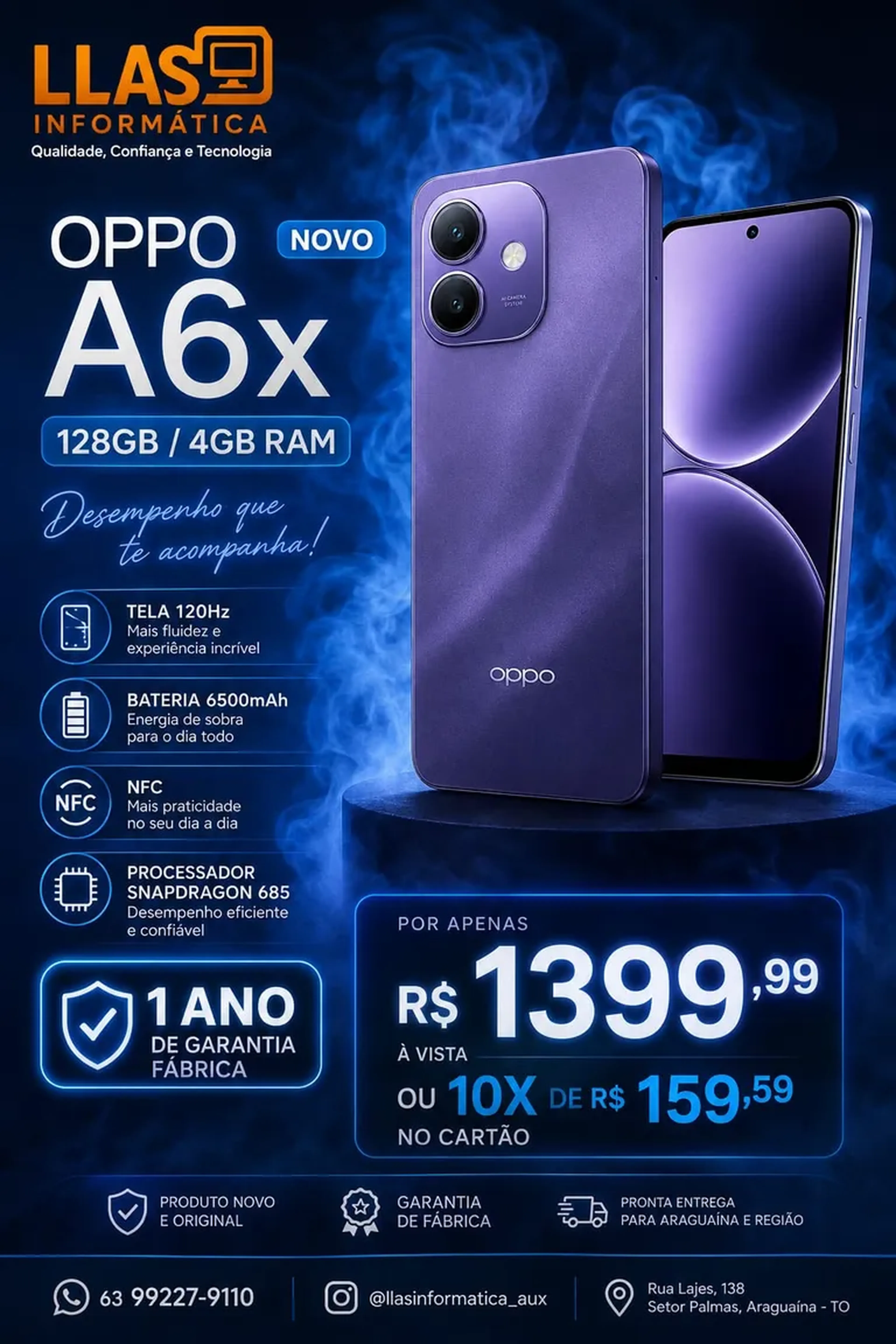 CELULAR OPPO A6X 128GB 4GB imagem