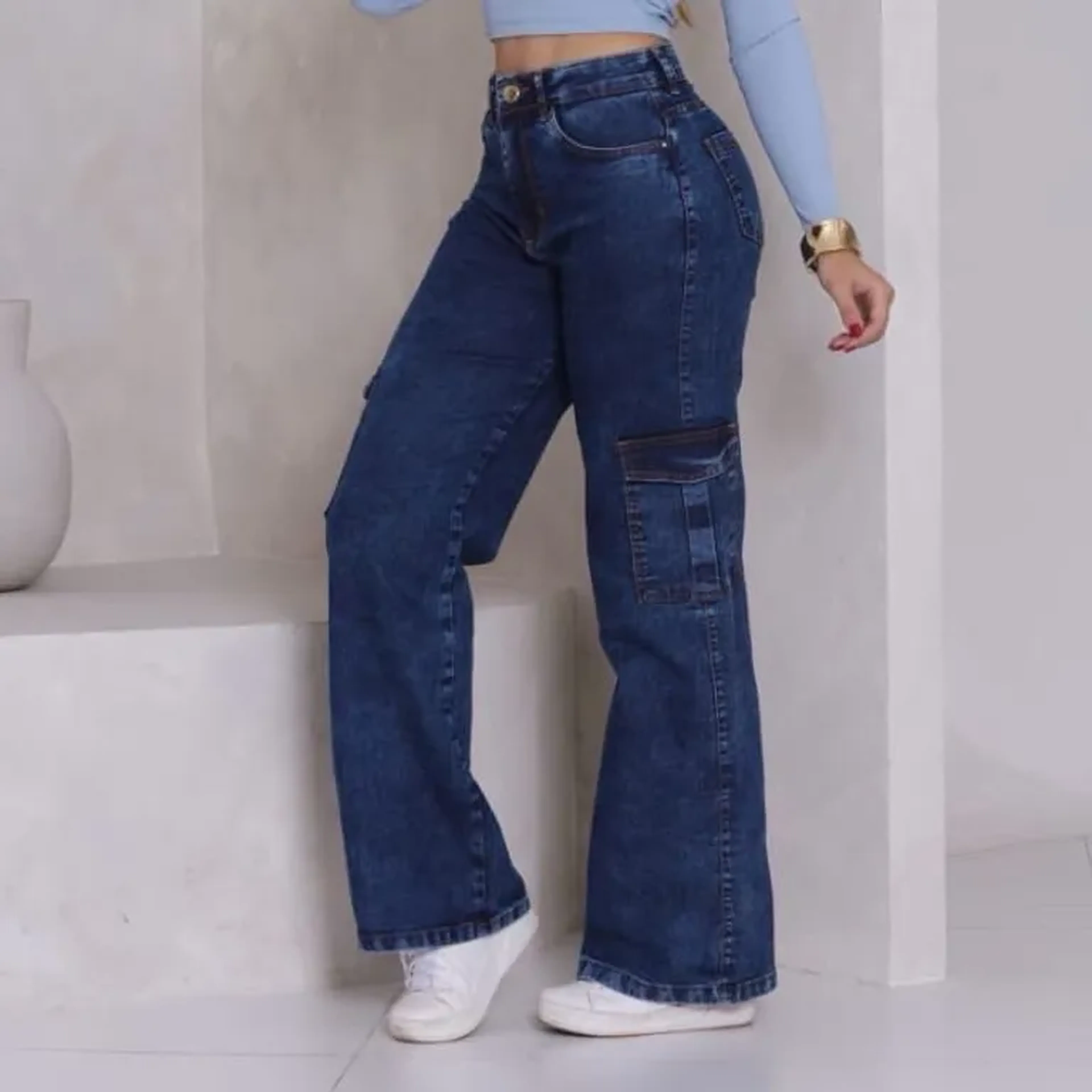 Wide Leg Cargo Jeans imagem