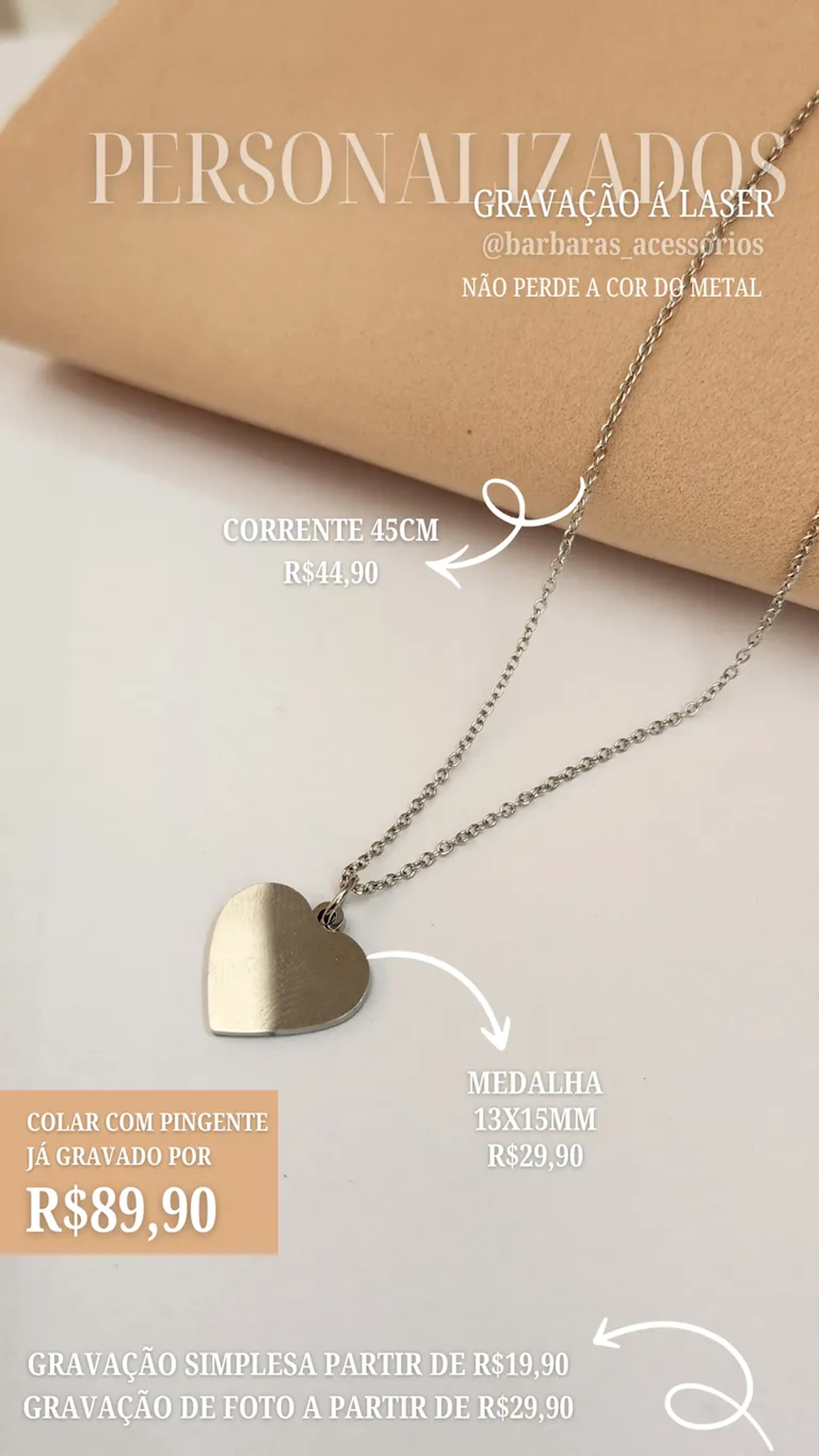 COLAR MEDALHA GOTA 13X15MM AÇO imagem