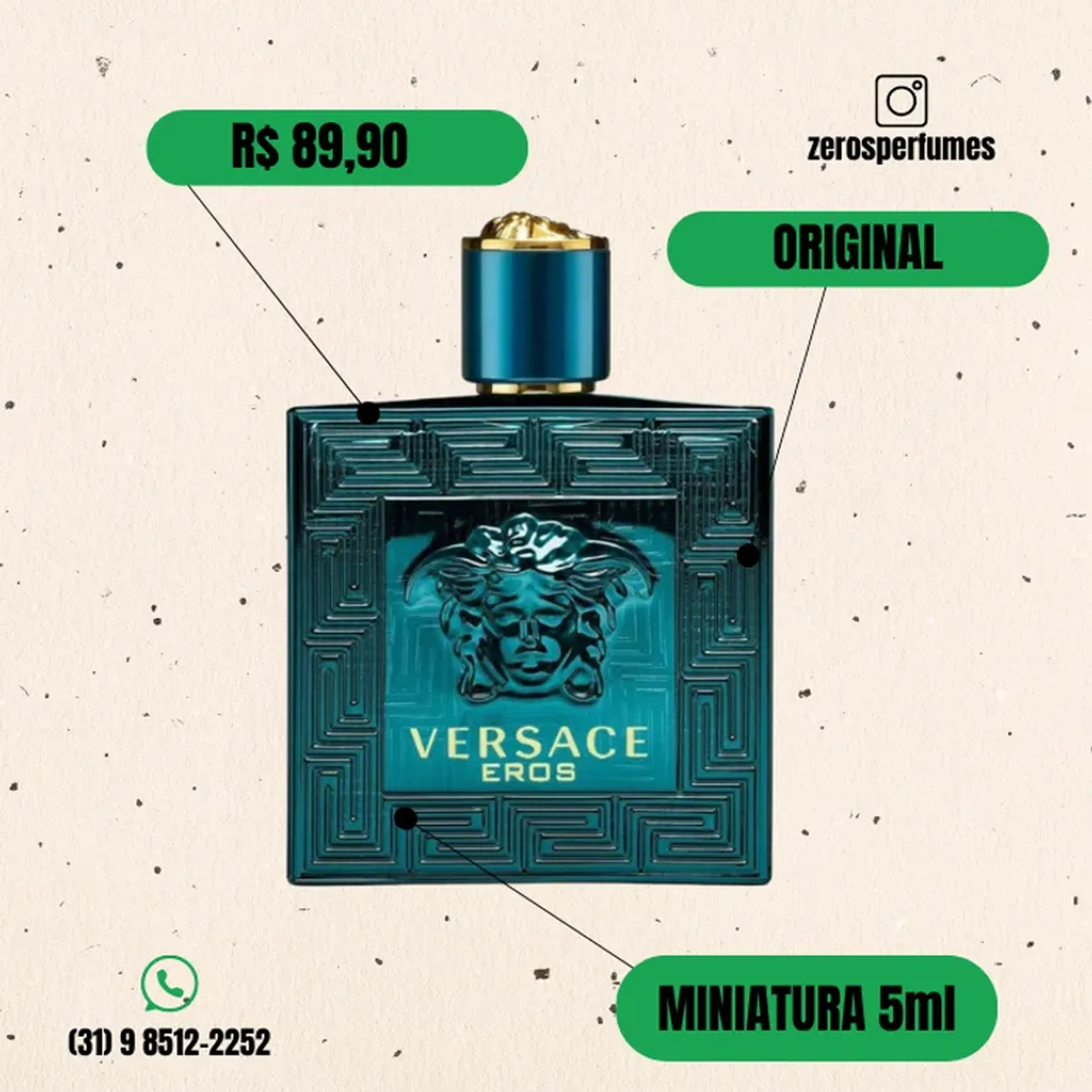 Versace Eros EDT 5ml - Miniatura imagem