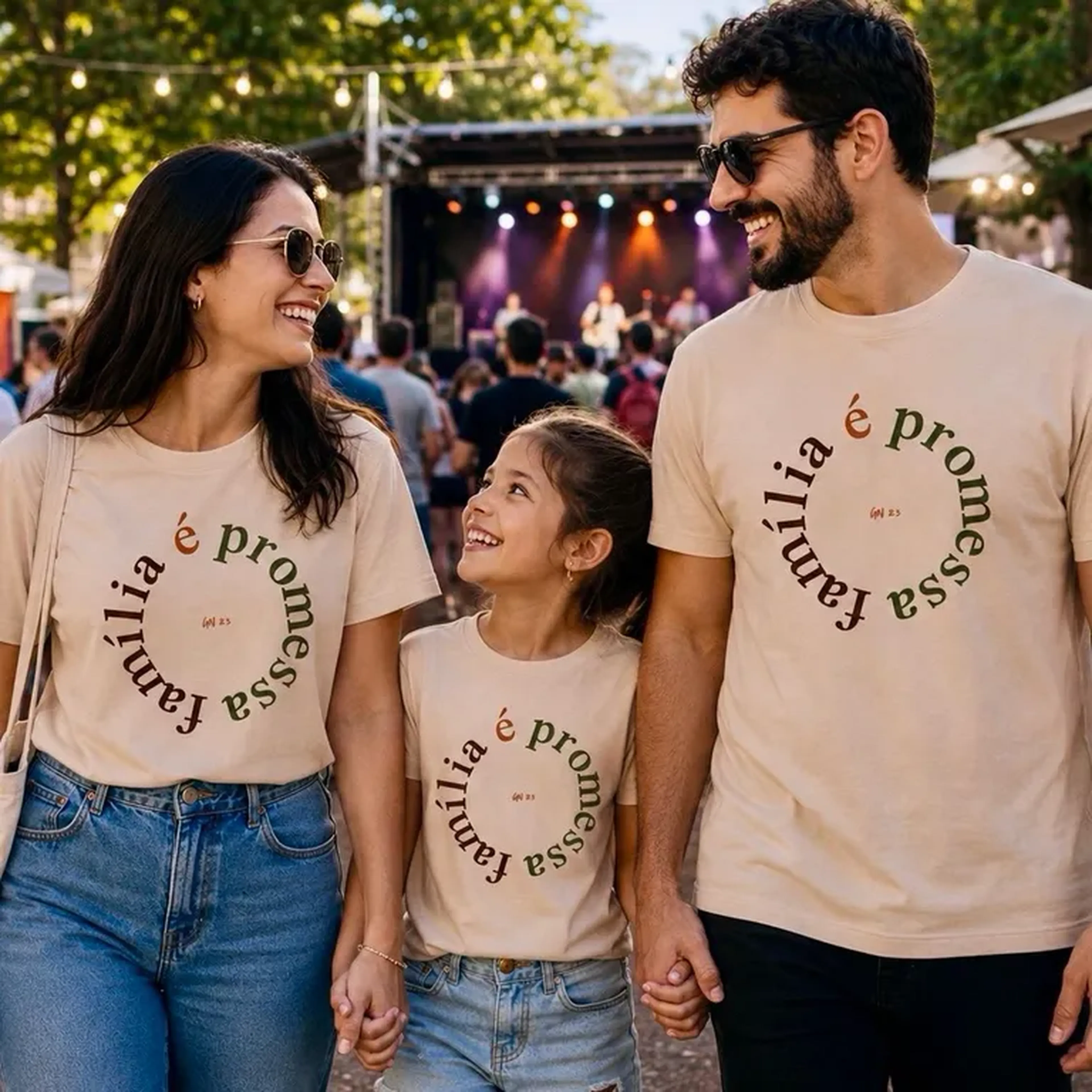 Camisa Família - 100% algodão - Bege imagem