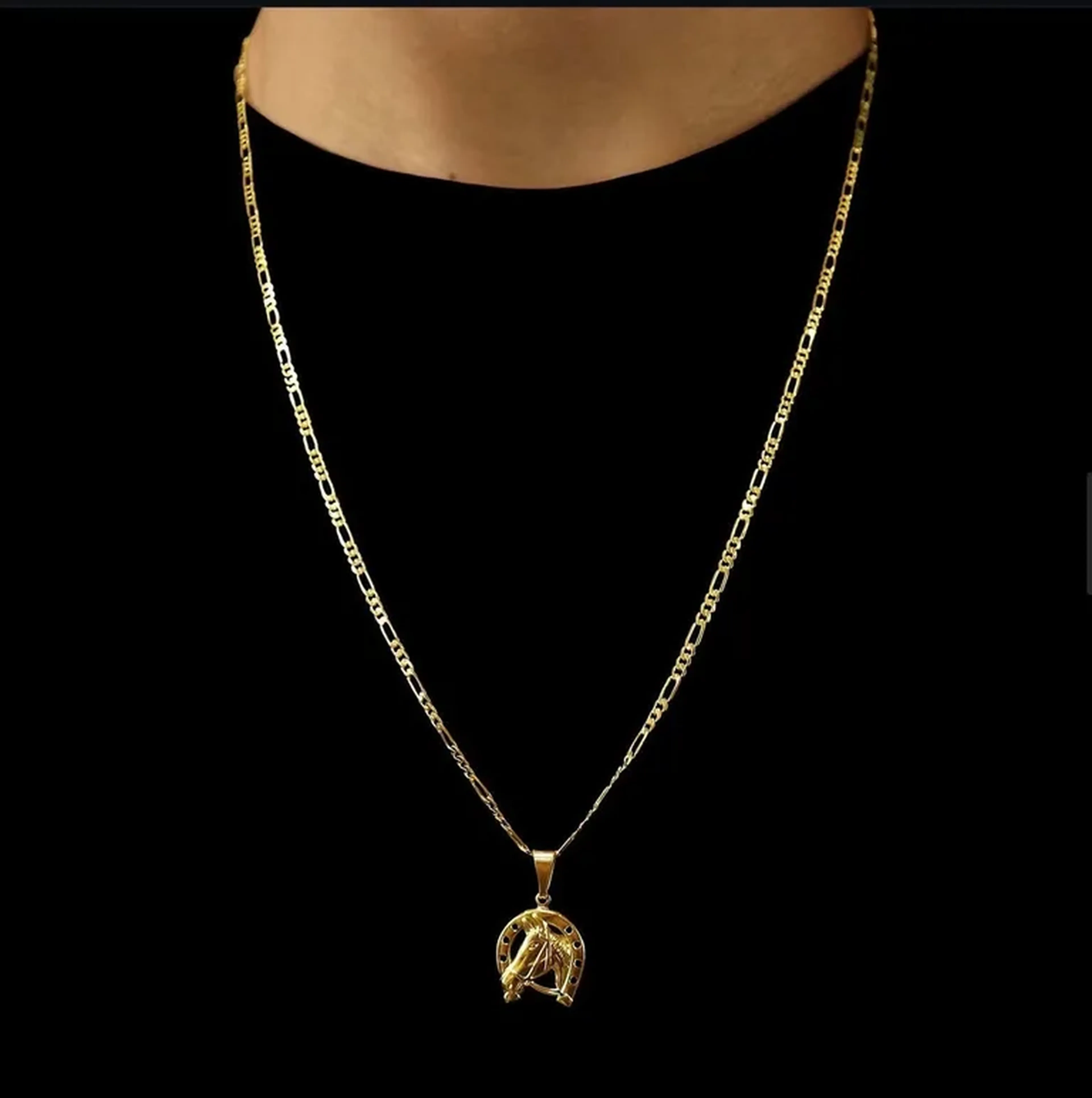 CORRENTE 3 POR 1 2,MM + PINGENTE FERRADURA imagem