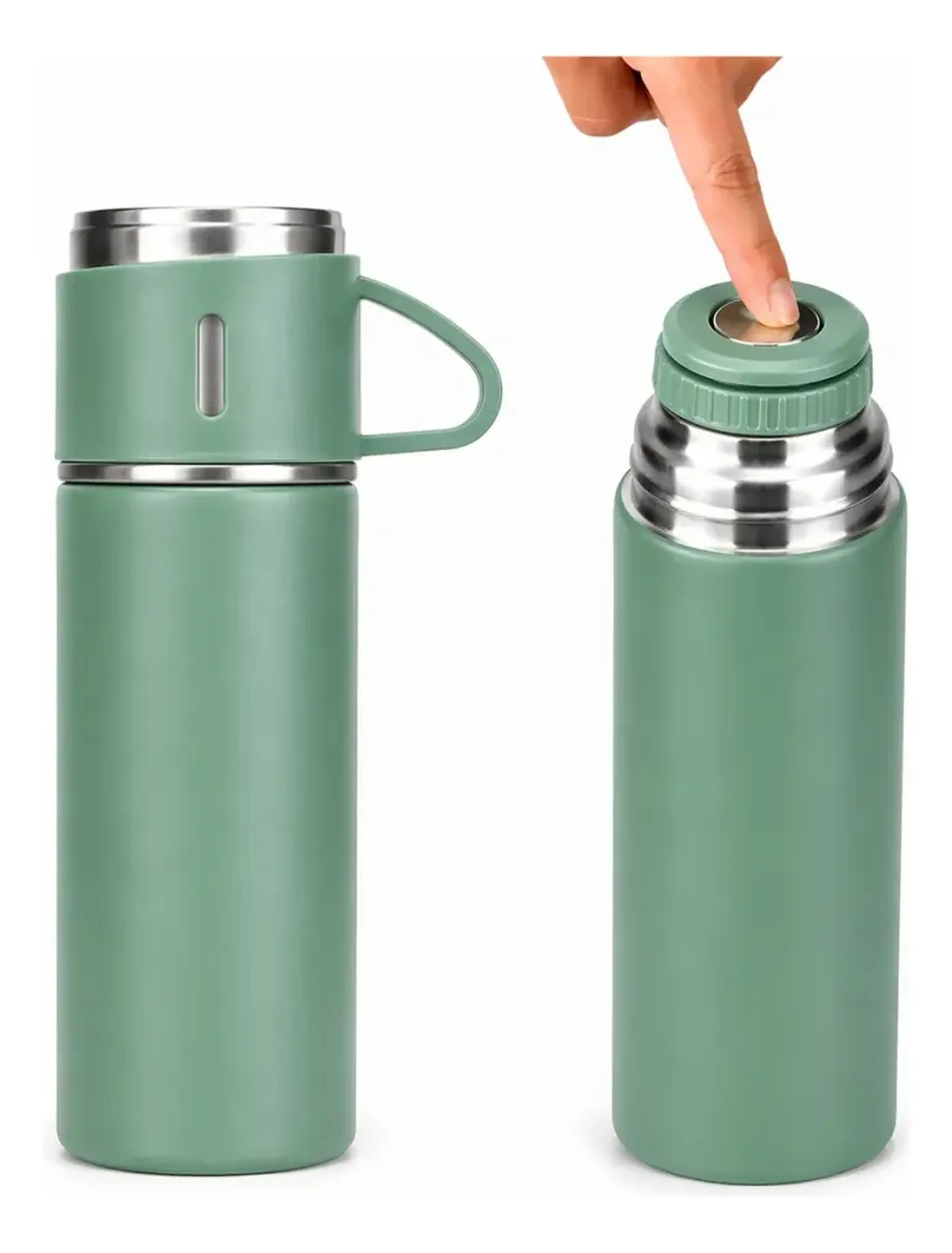 Garrafa Térmica Inox Quente Frio 500ml Com 3 Xicaras Vacuum imagem