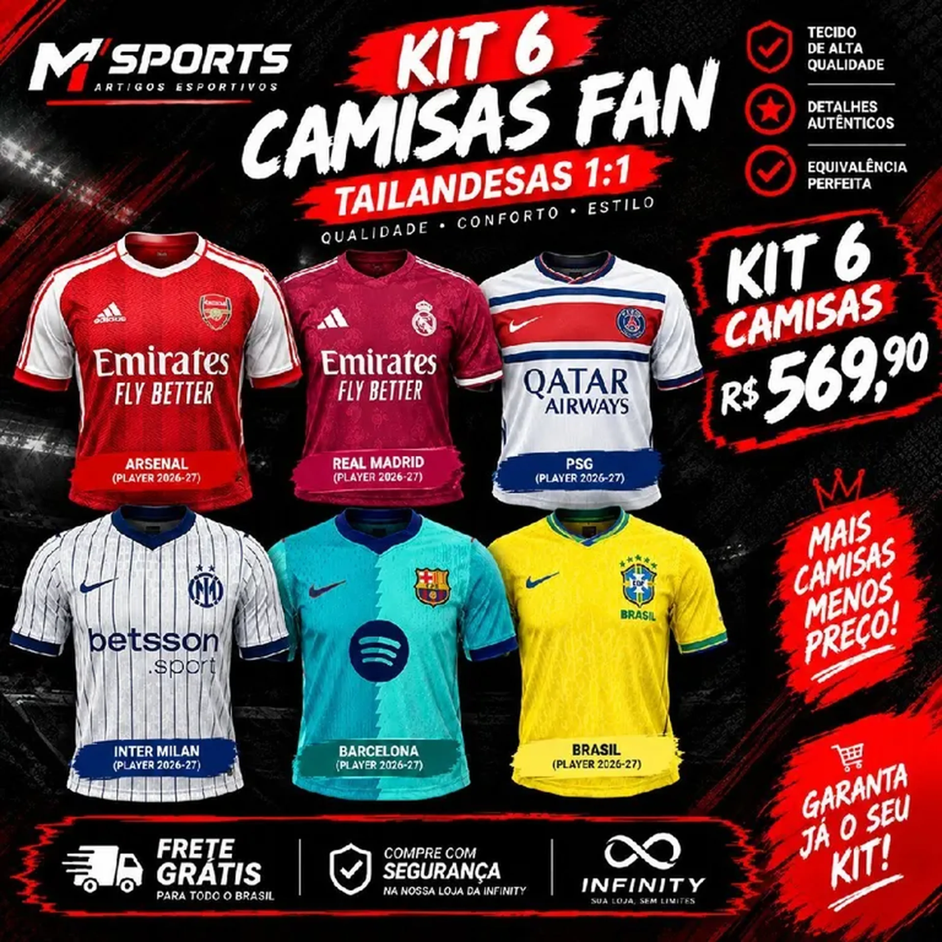 KIT 6 | CAMISAS TAI 1:1 imagem