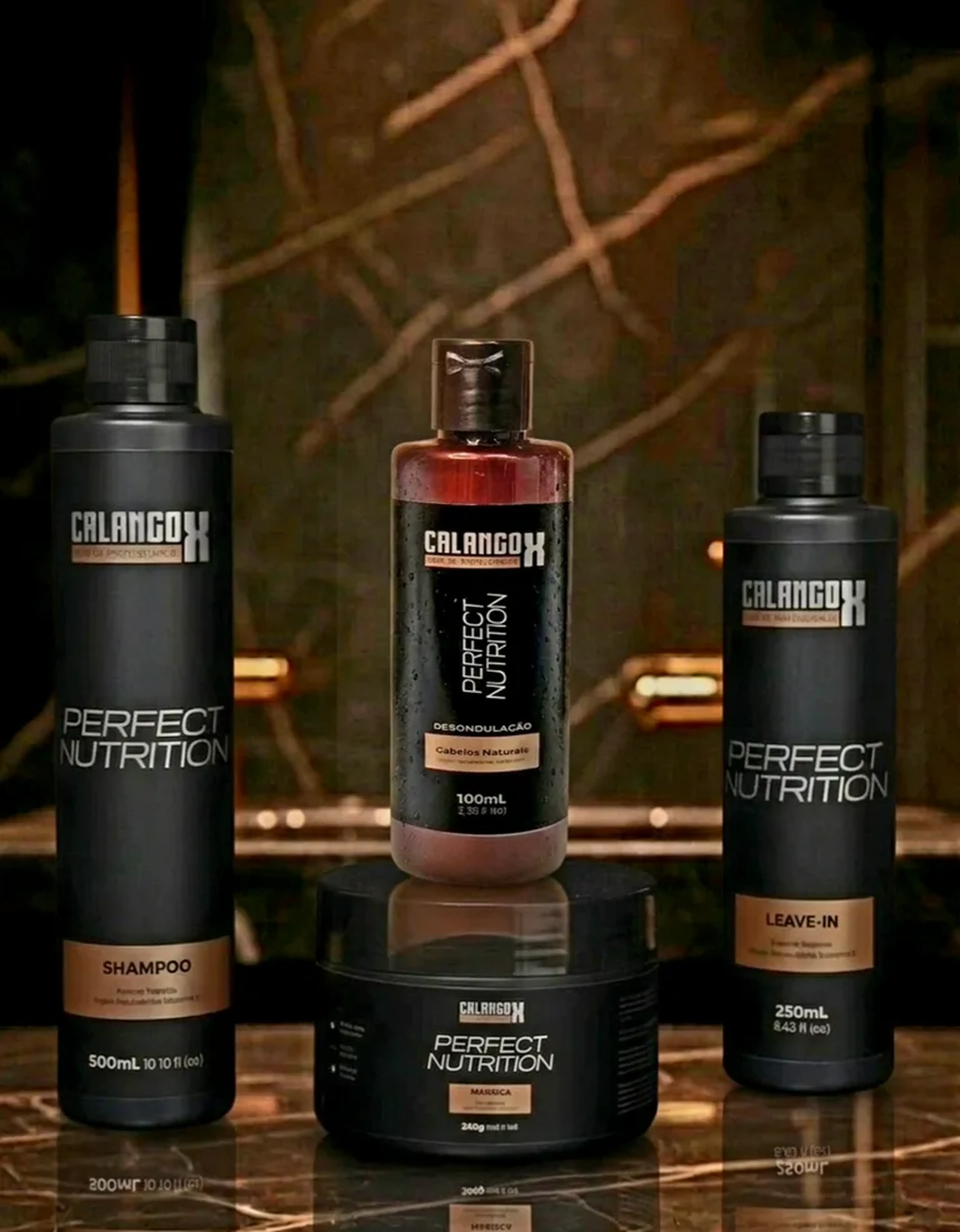 Kit completo (desondulação 100ml, shampoo, máscara e leave in) imagem